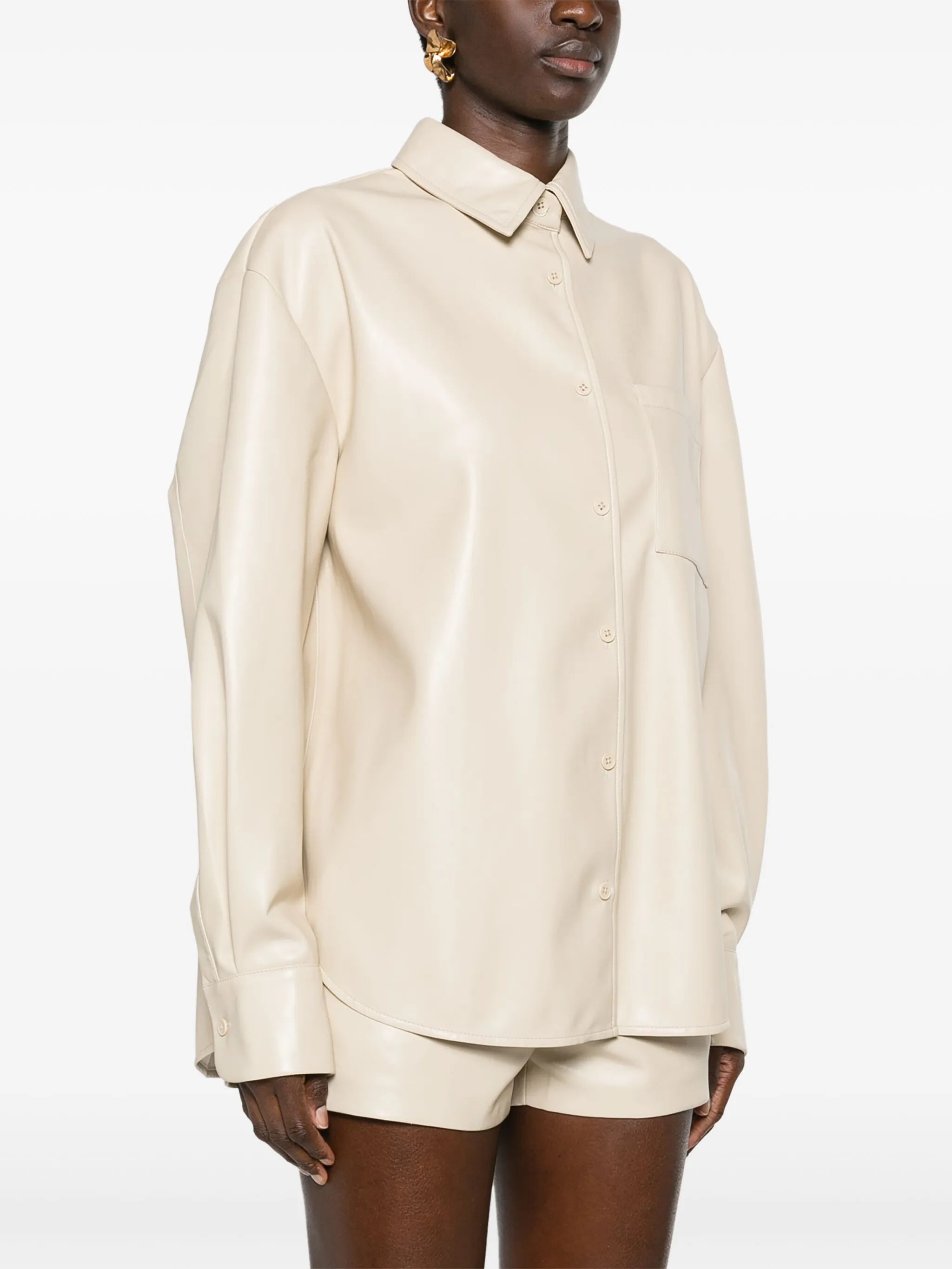 Chrissie faux-leather shirt