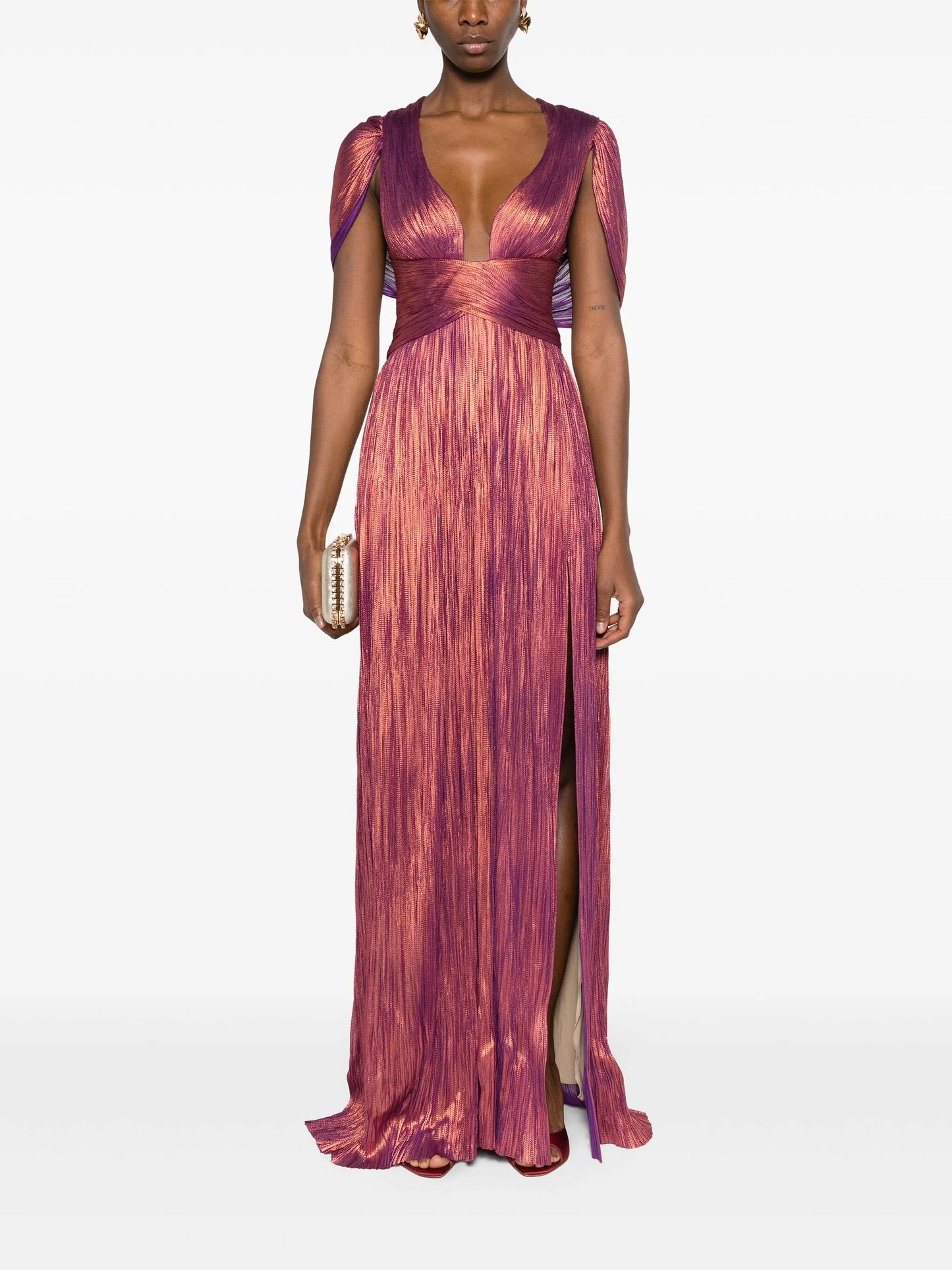 Laurel plissé-silk gown