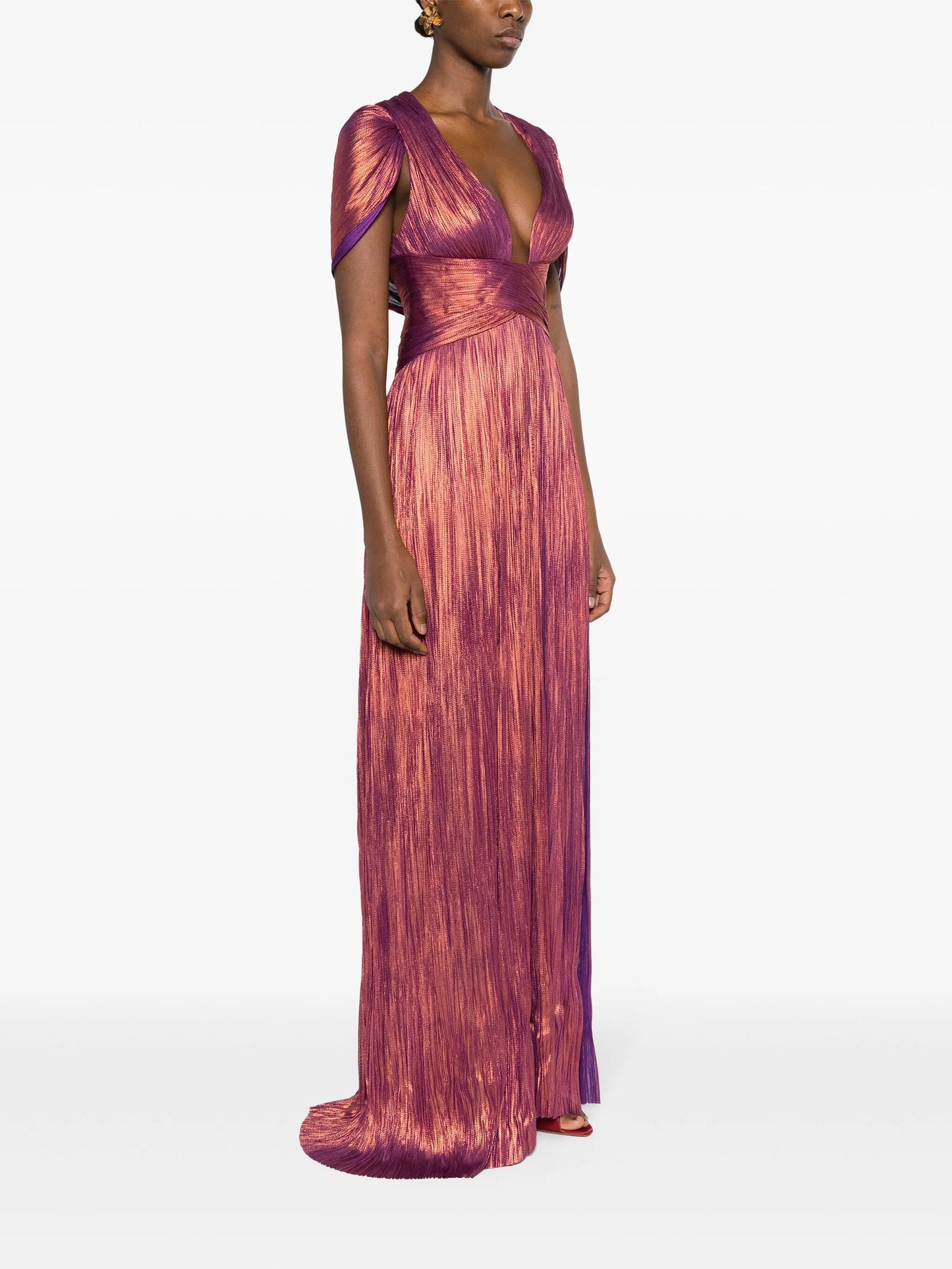 Laurel plissé-silk gown