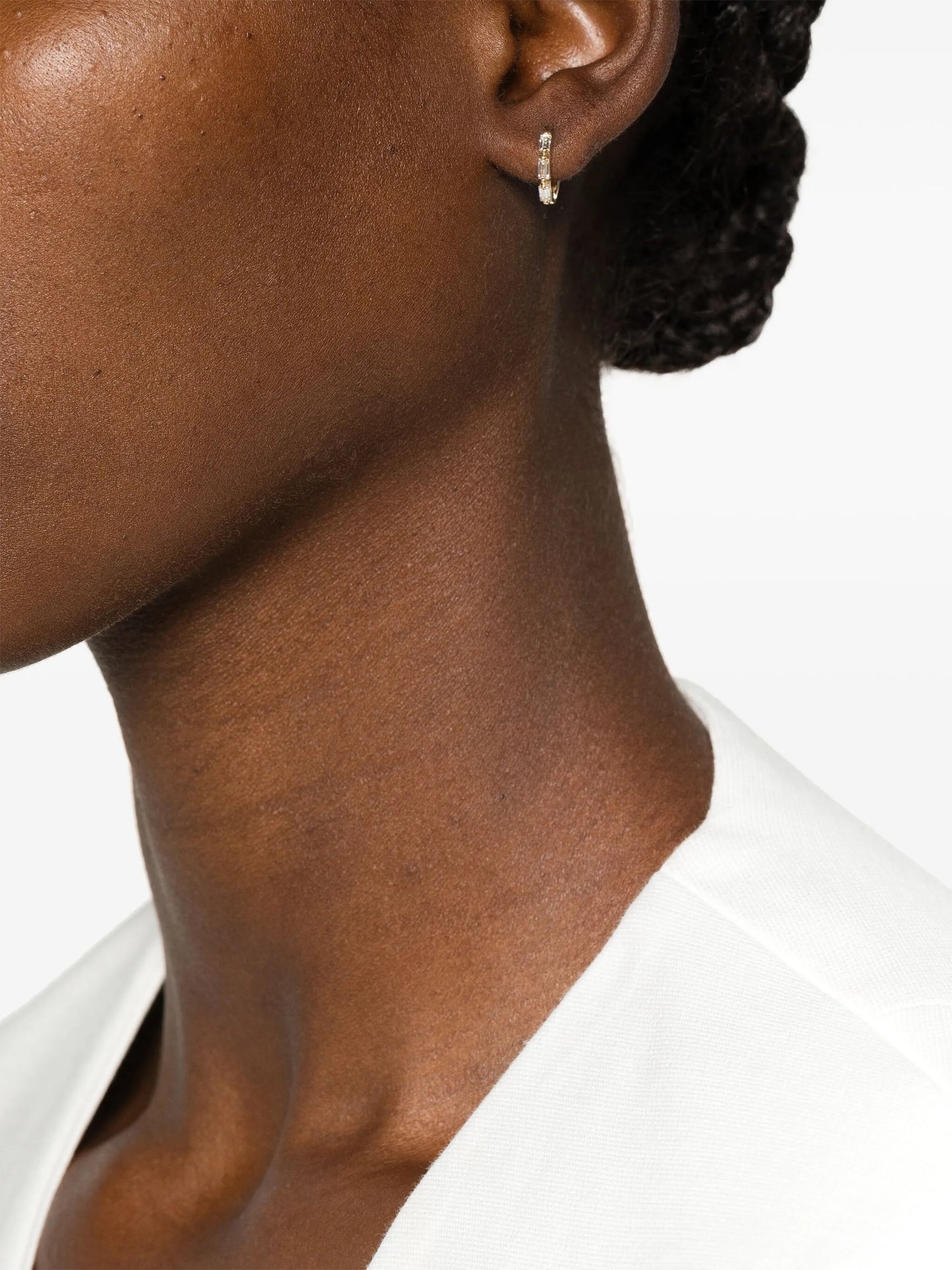 18kt yellow gold Bold Triple diamond small hoop earrings