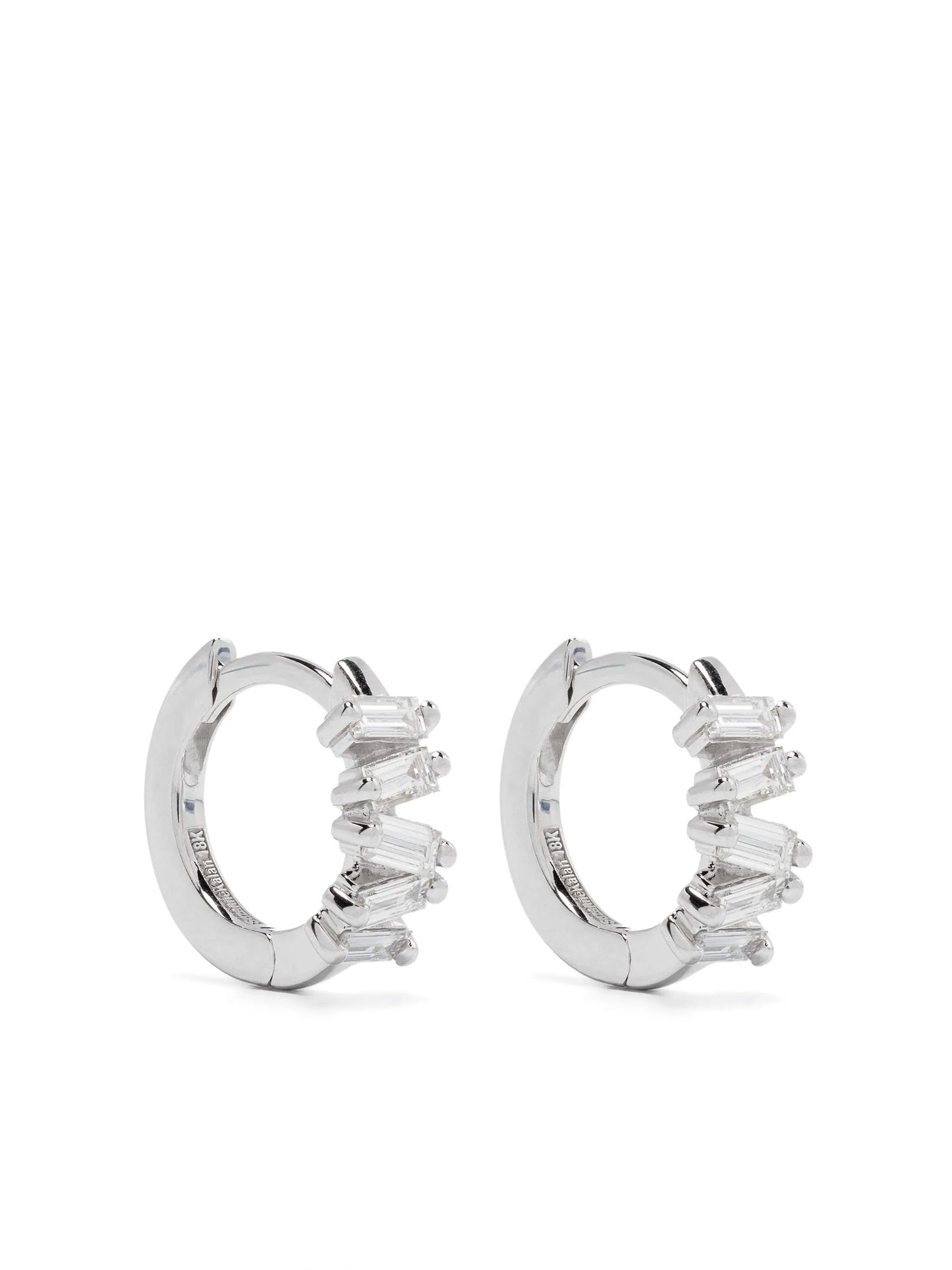 18kt white gold Bold diamond huggie earrings