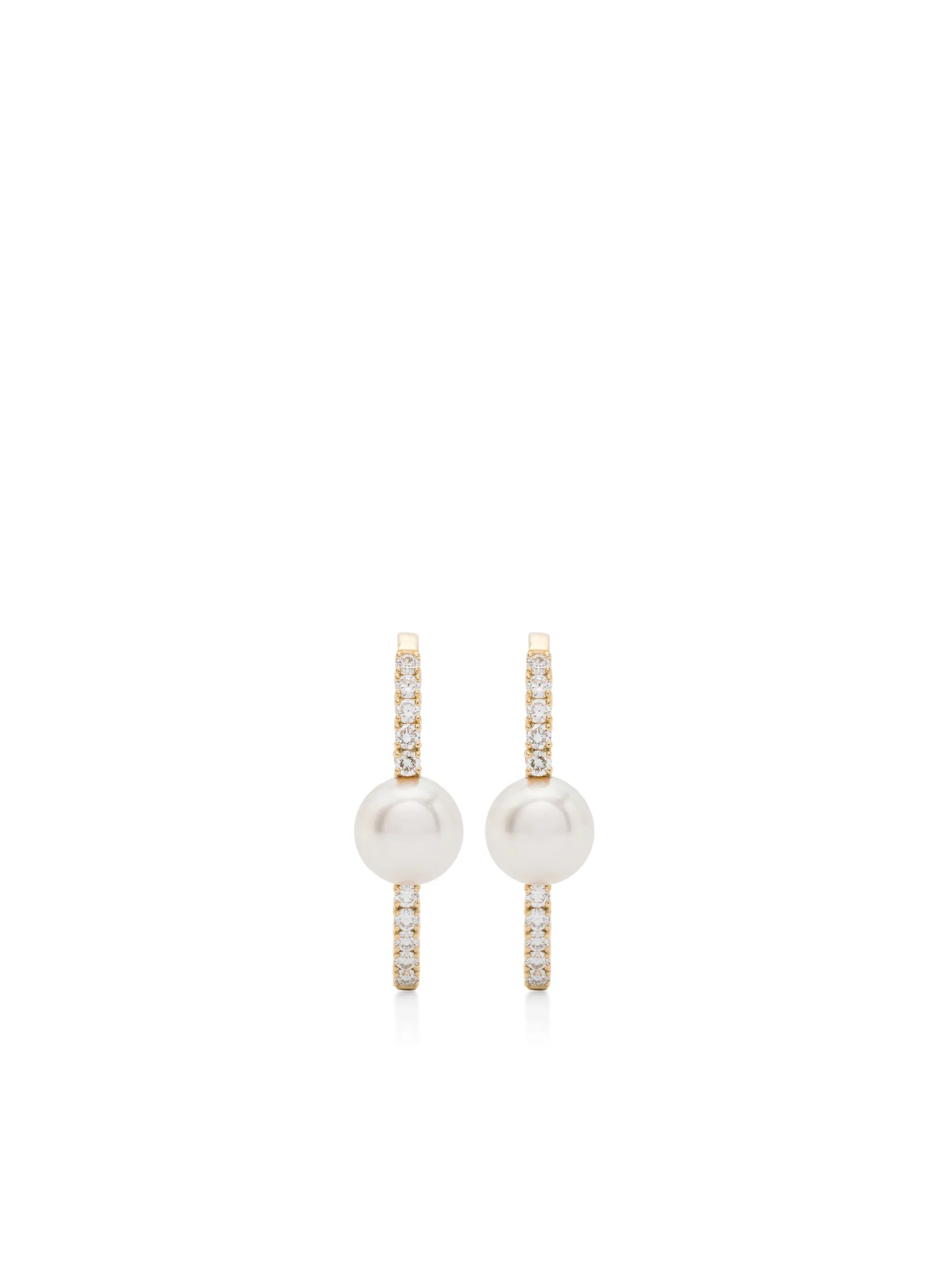 18kt yellow gold Akoya pearl and diamond earrings
