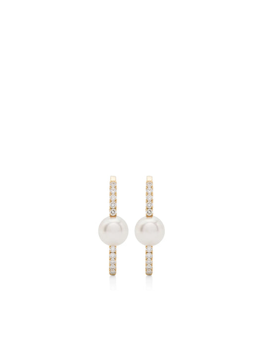 18kt yellow gold Akoya pearl and diamond earrings
