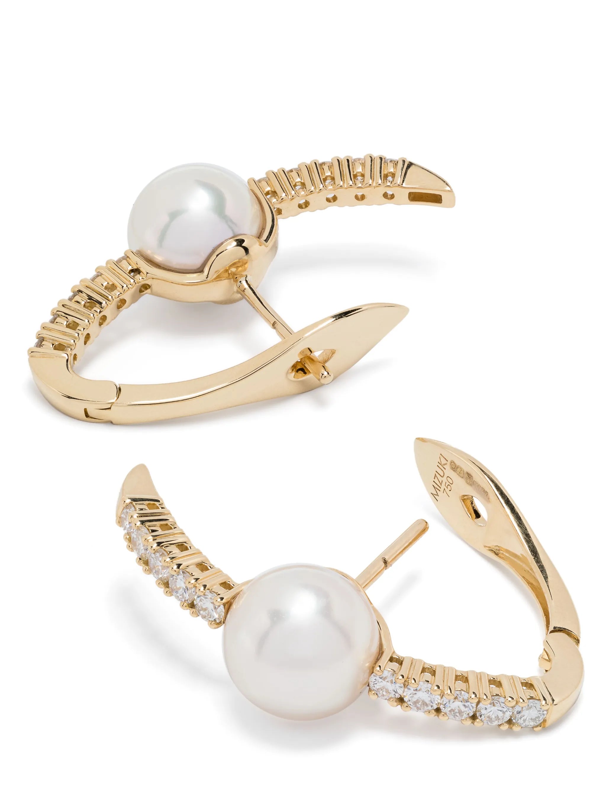 18kt yellow gold Akoya pearl and diamond earrings