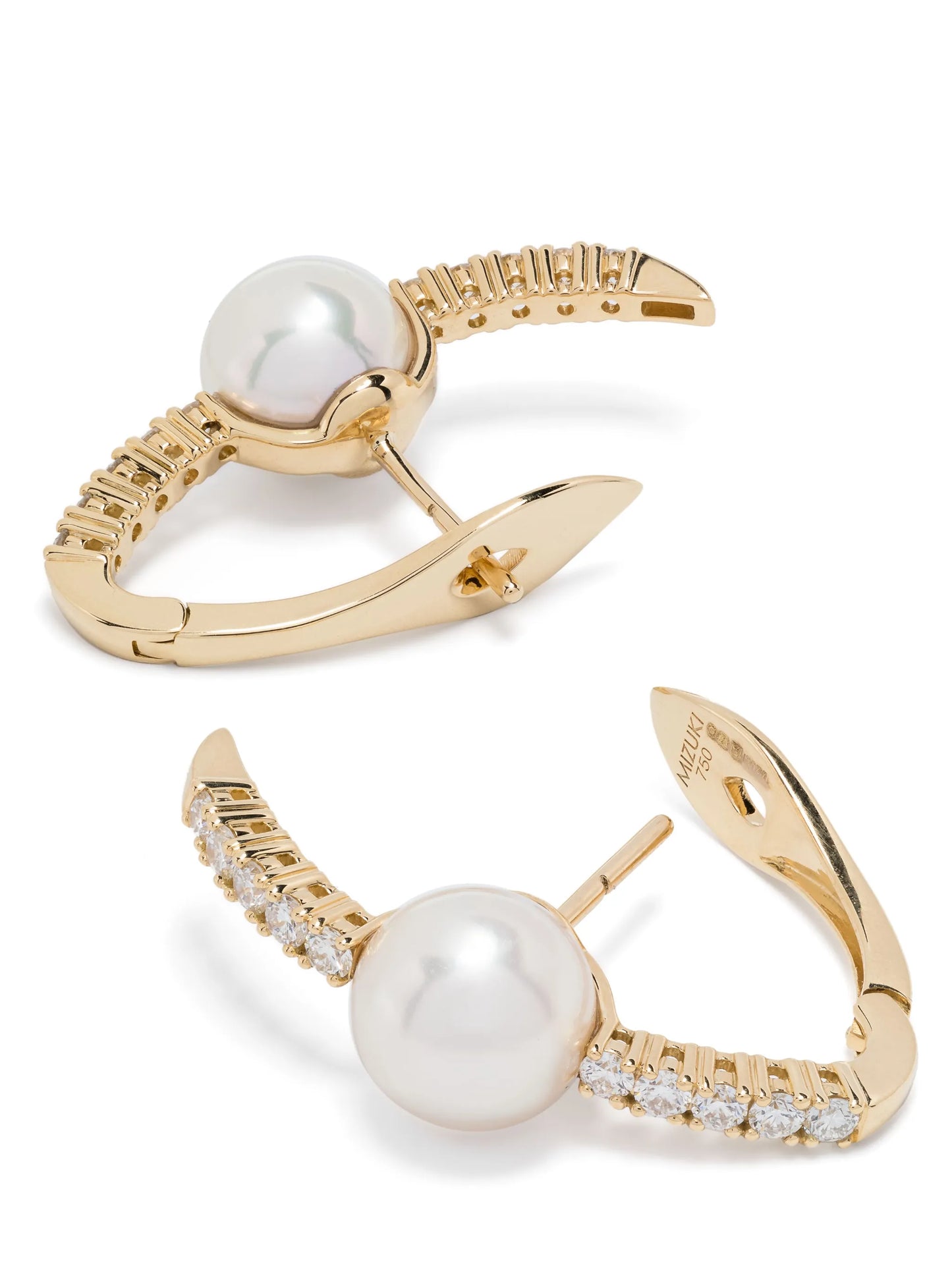 18kt yellow gold Akoya pearl and diamond earrings