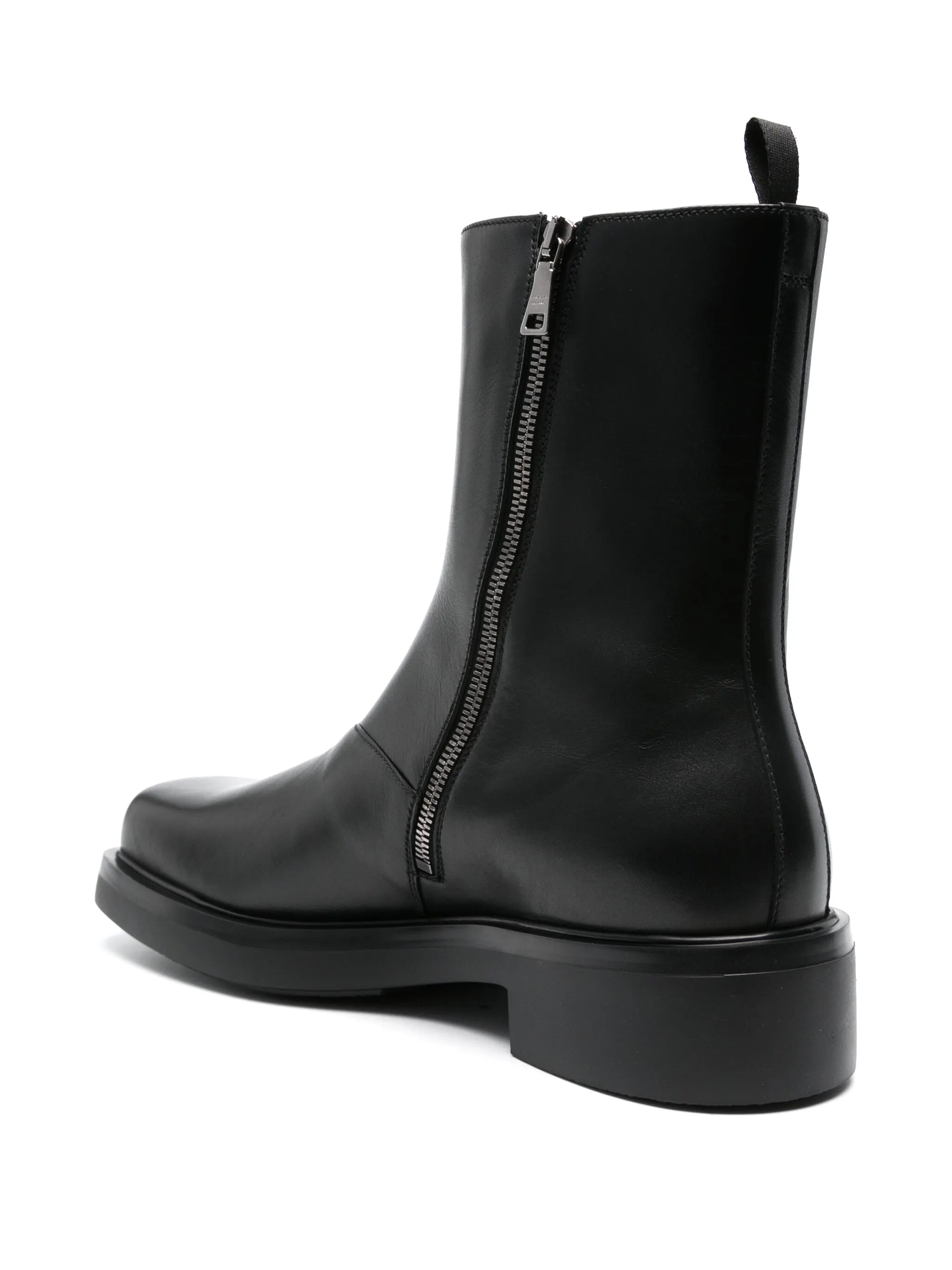 logo-embossed leather boots