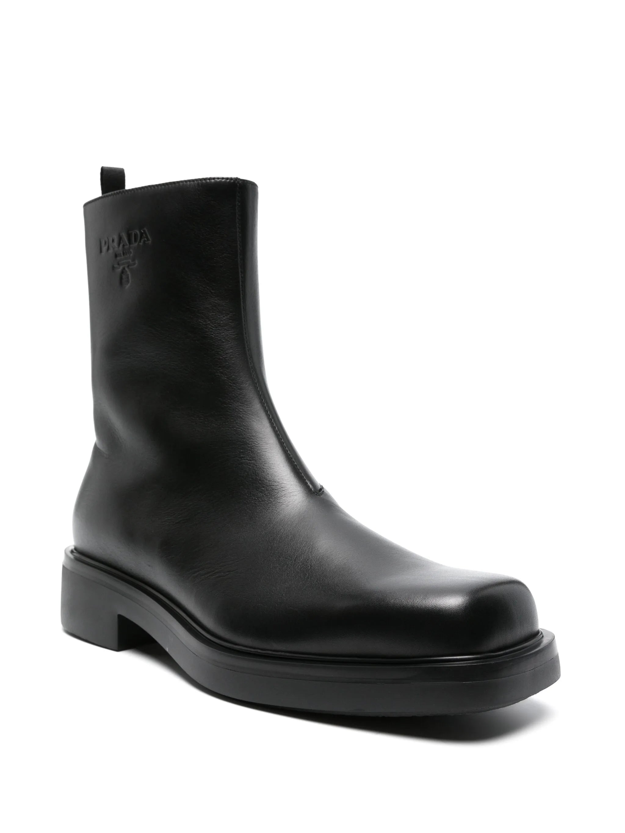 logo-embossed leather boots