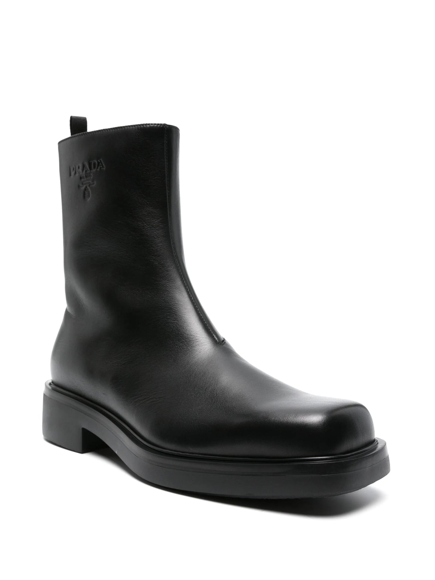logo-embossed leather boots