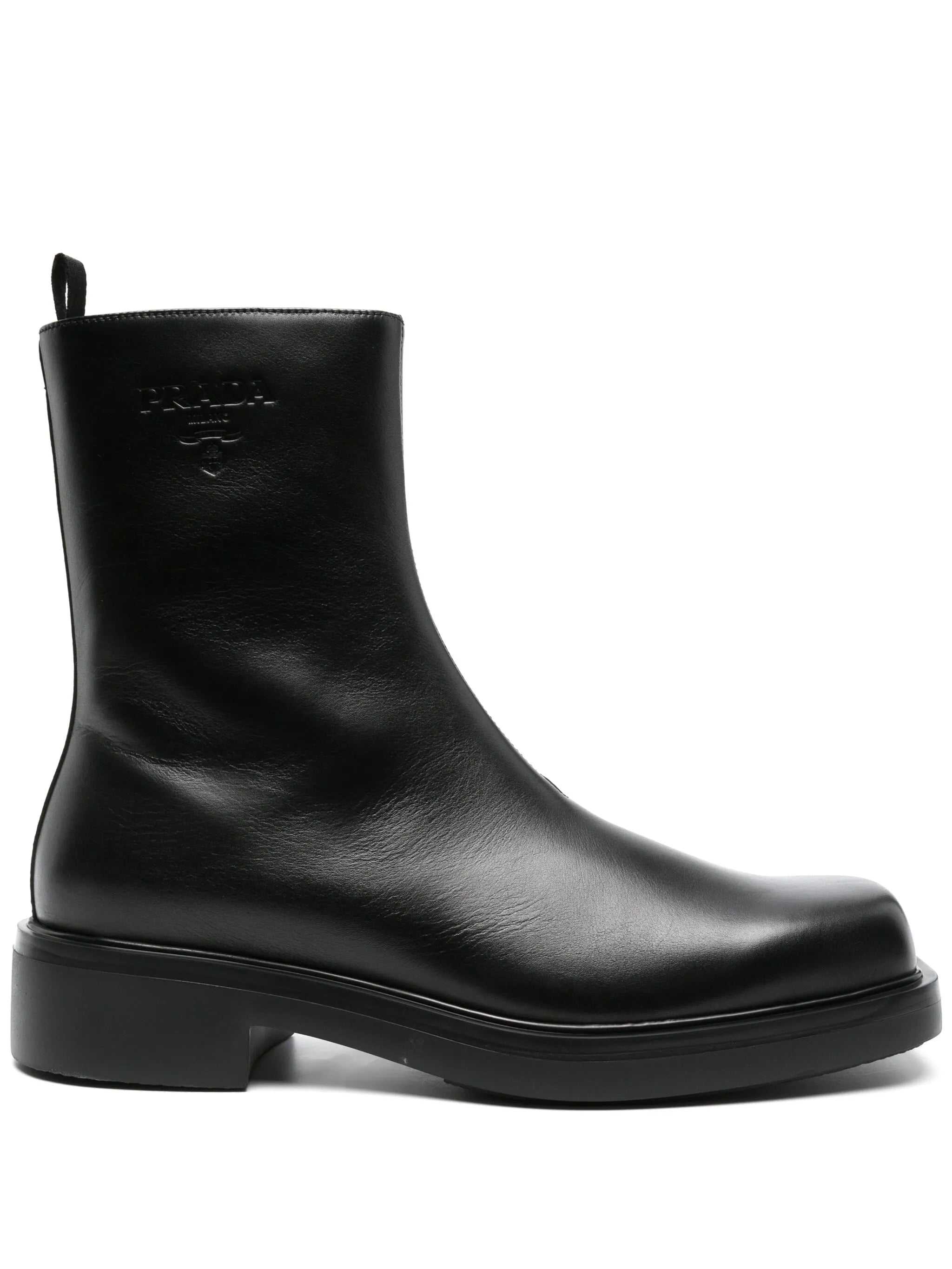 logo-embossed leather boots