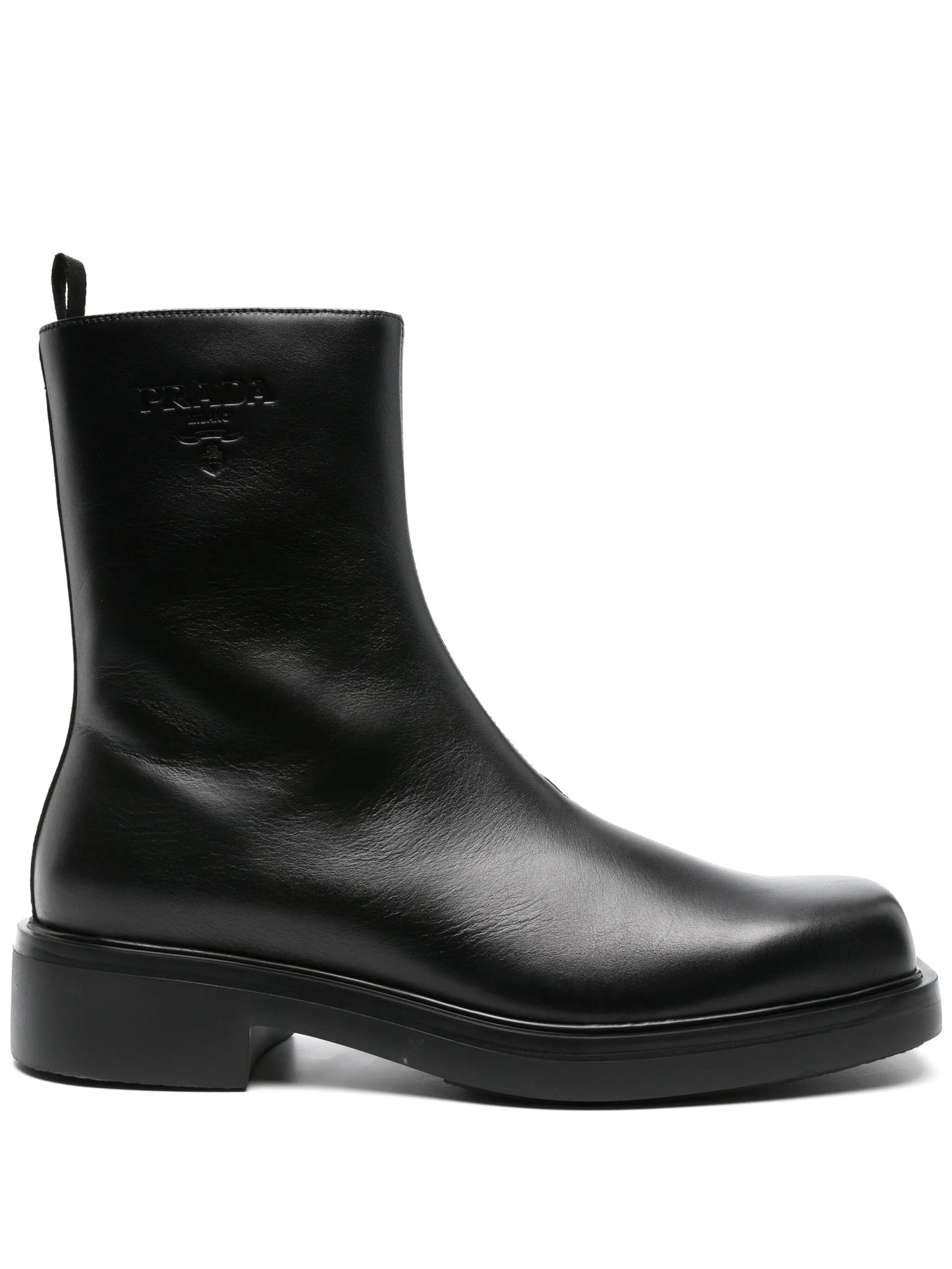 logo-embossed leather boots