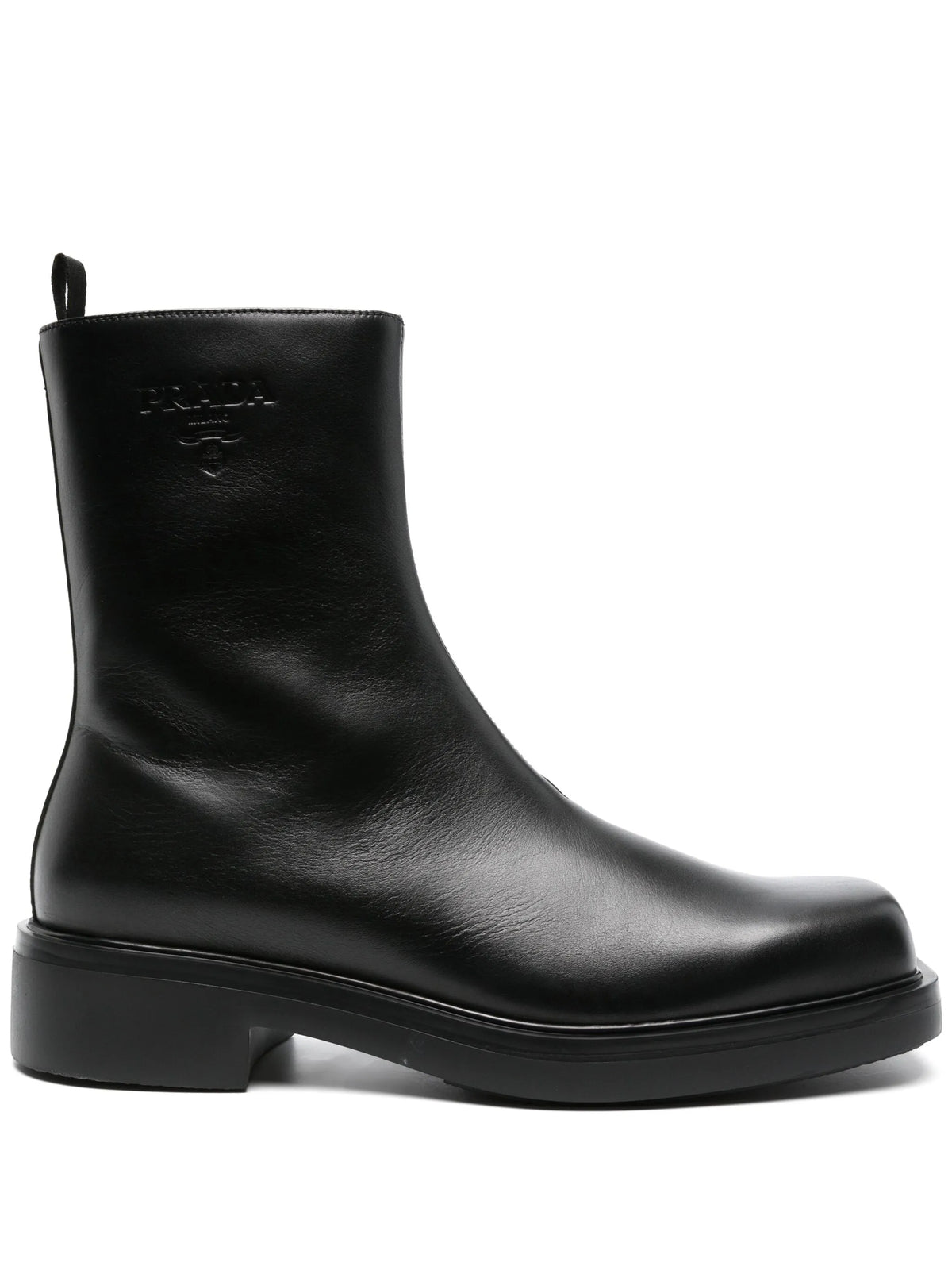 logo-embossed leather boots