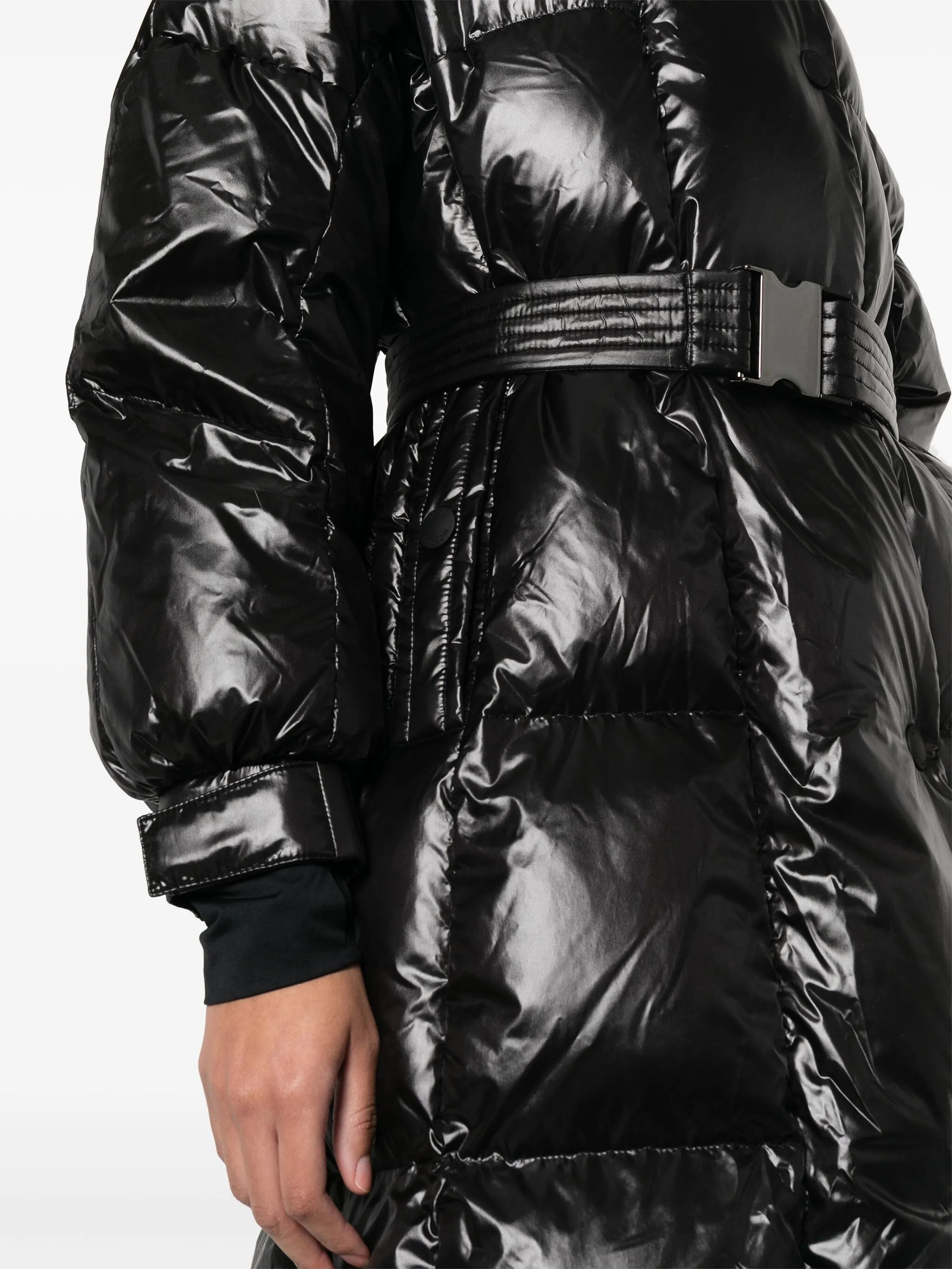 Combovin faux-fur collar belted coat