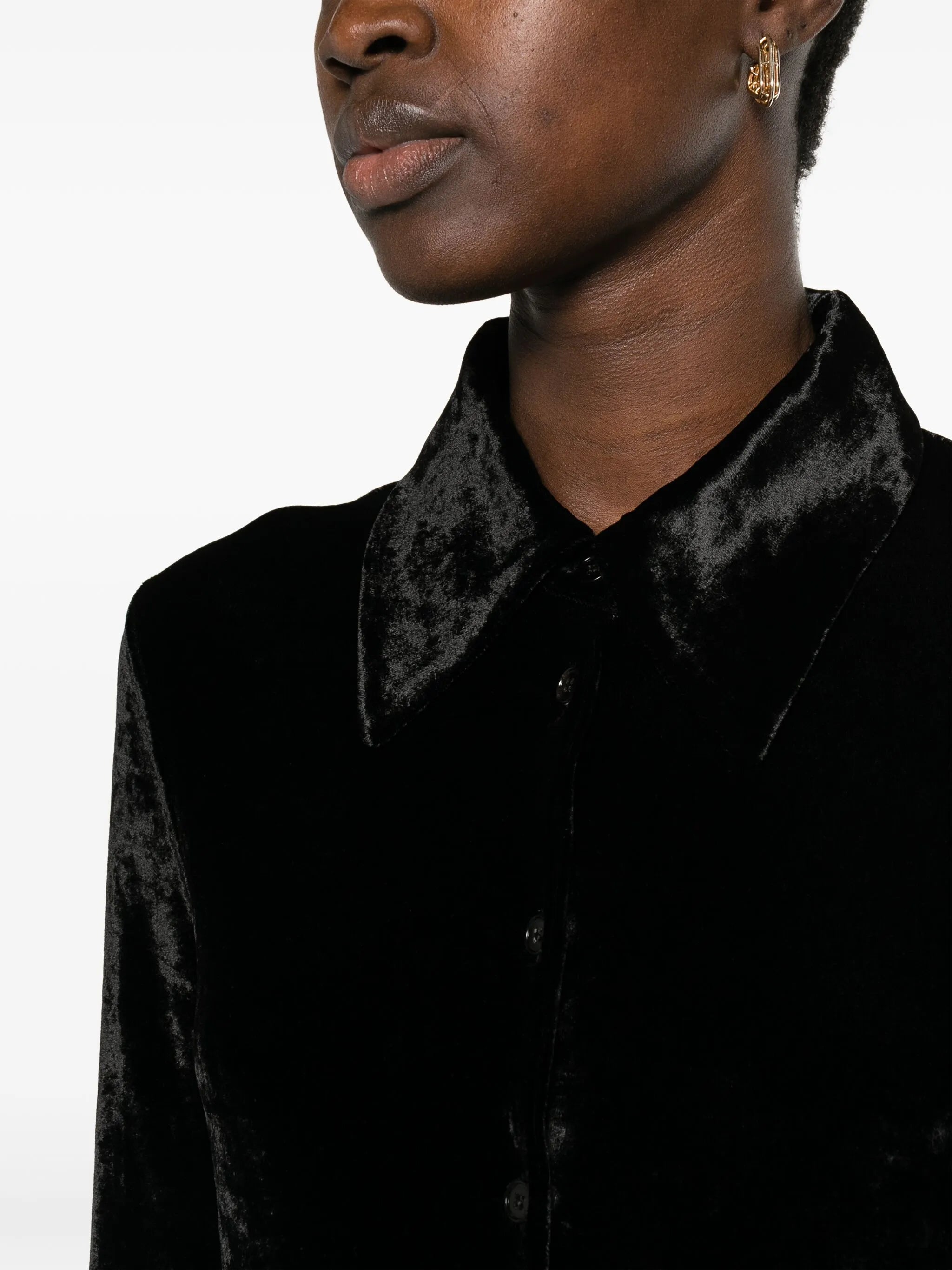 button-up velvet shirt