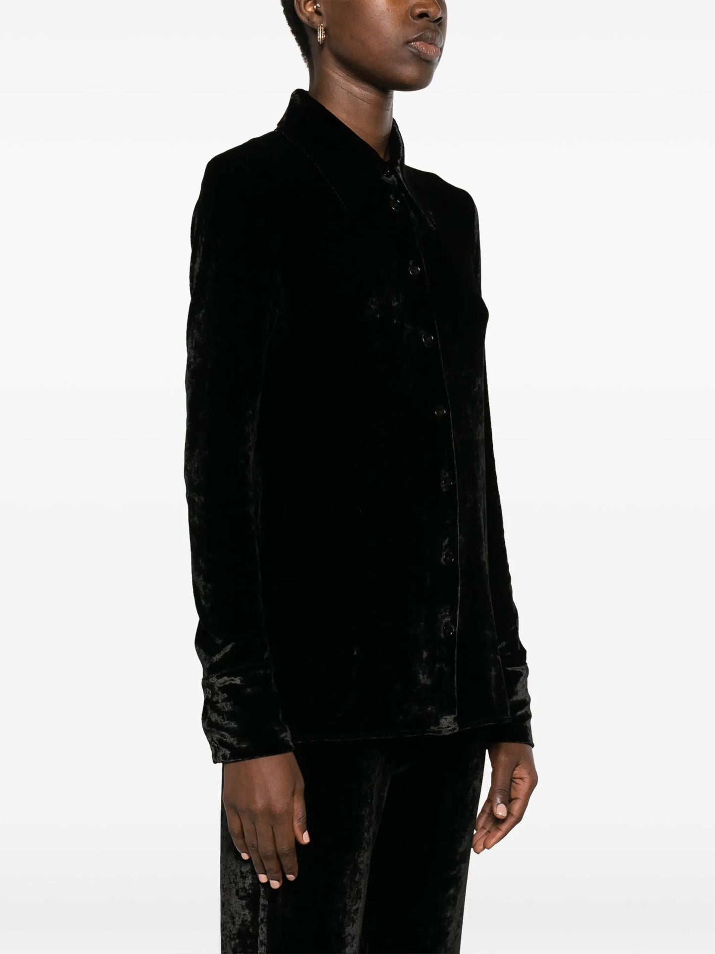 button-up velvet shirt