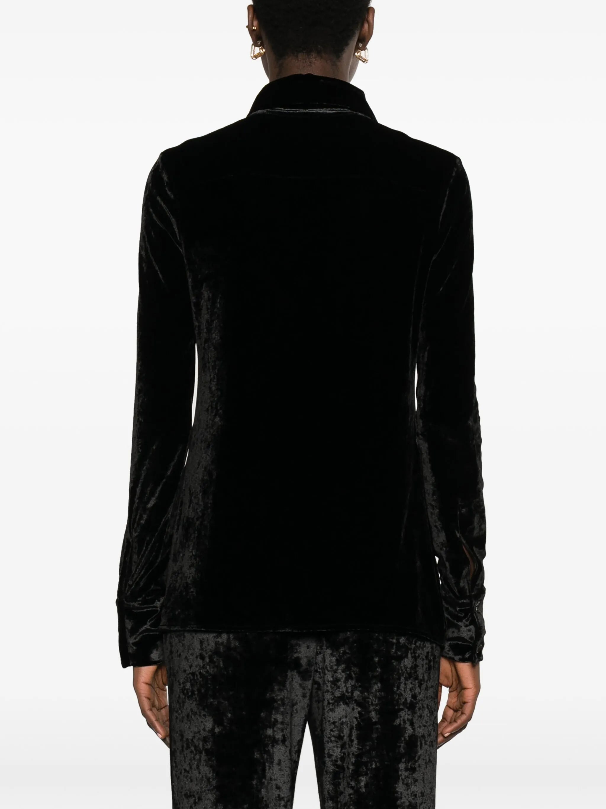 button-up velvet shirt