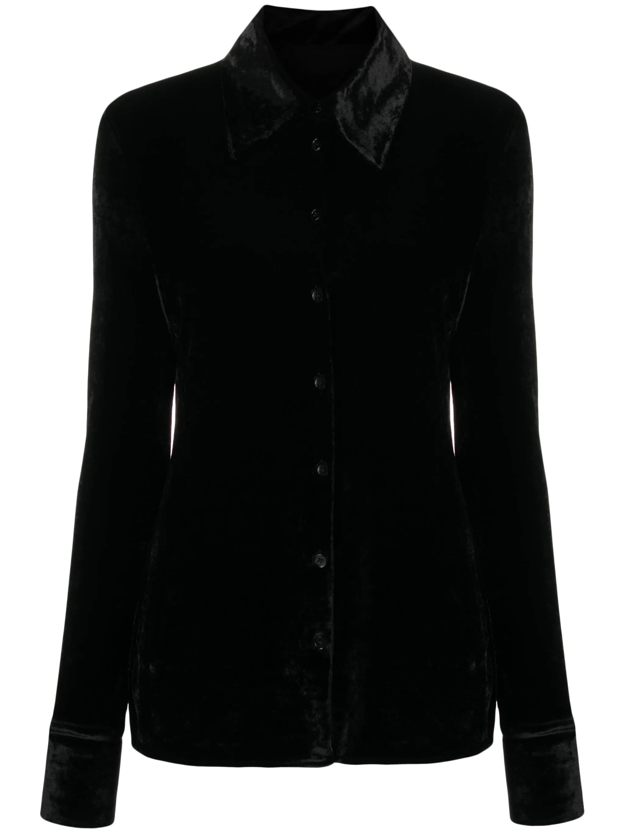 button-up velvet shirt