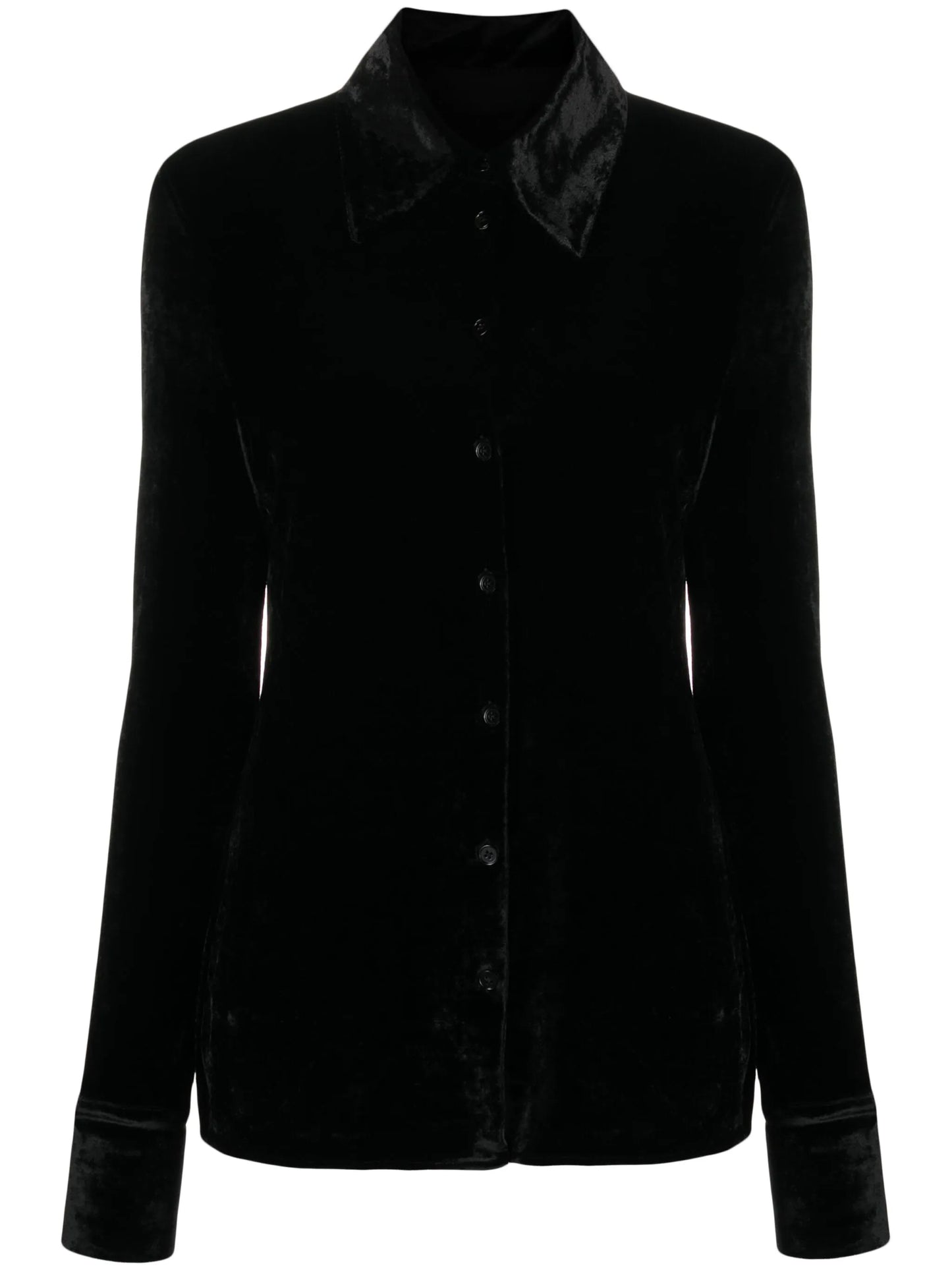 button-up velvet shirt