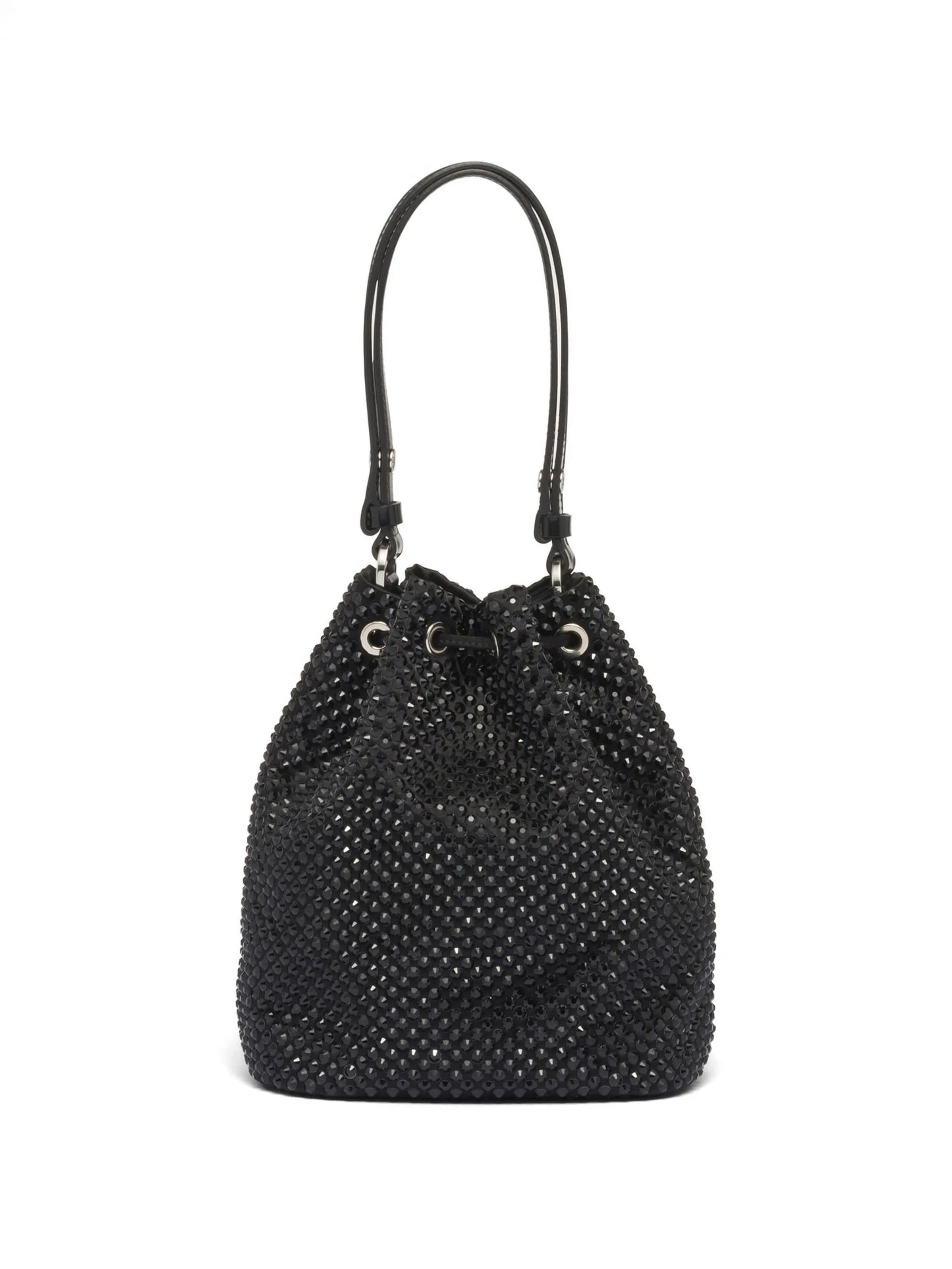 crystal-embellished drawstring bucket bag