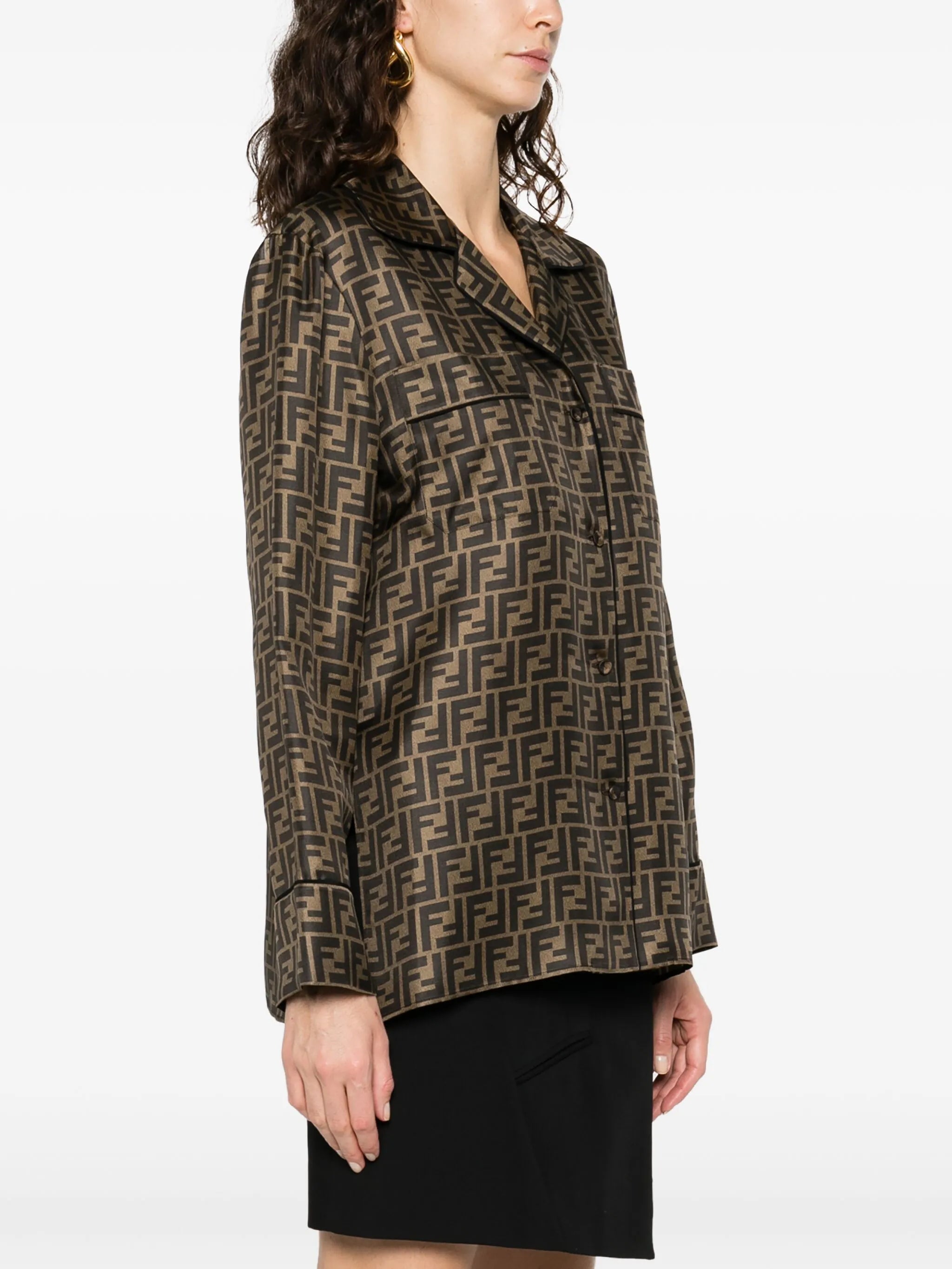 Zucca-print silk pyjama shirt
