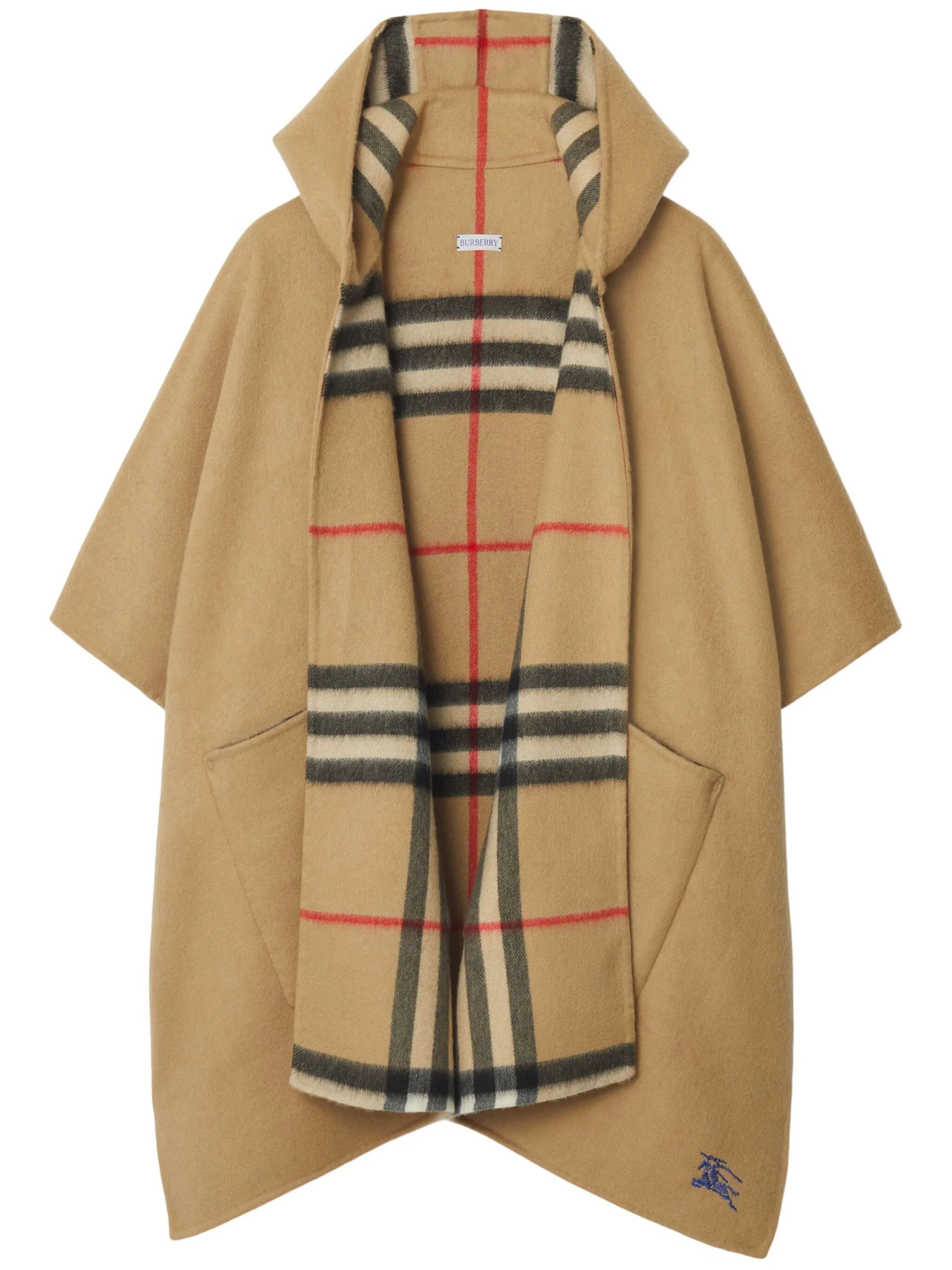 EKD-embroidered hooded cashmere cape
