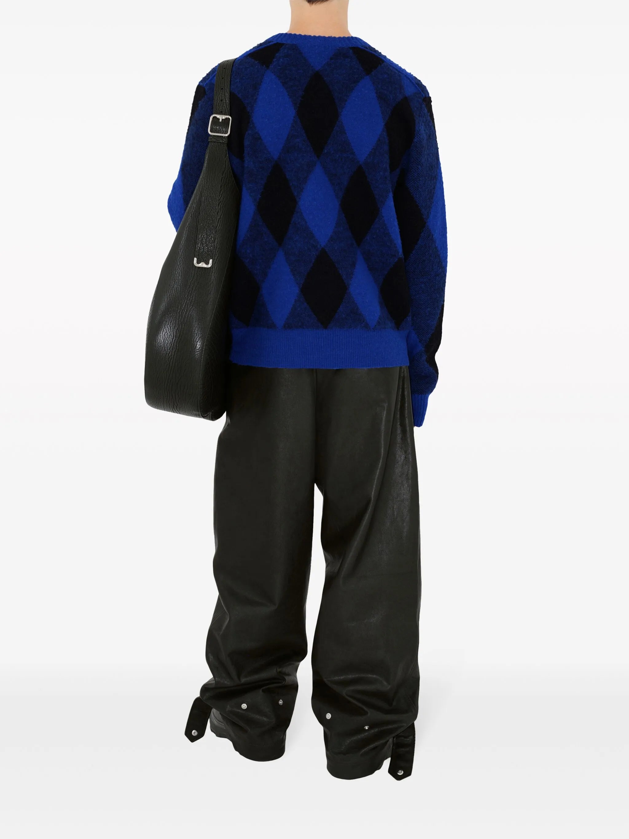 logo-intarsia argyle wool jumper