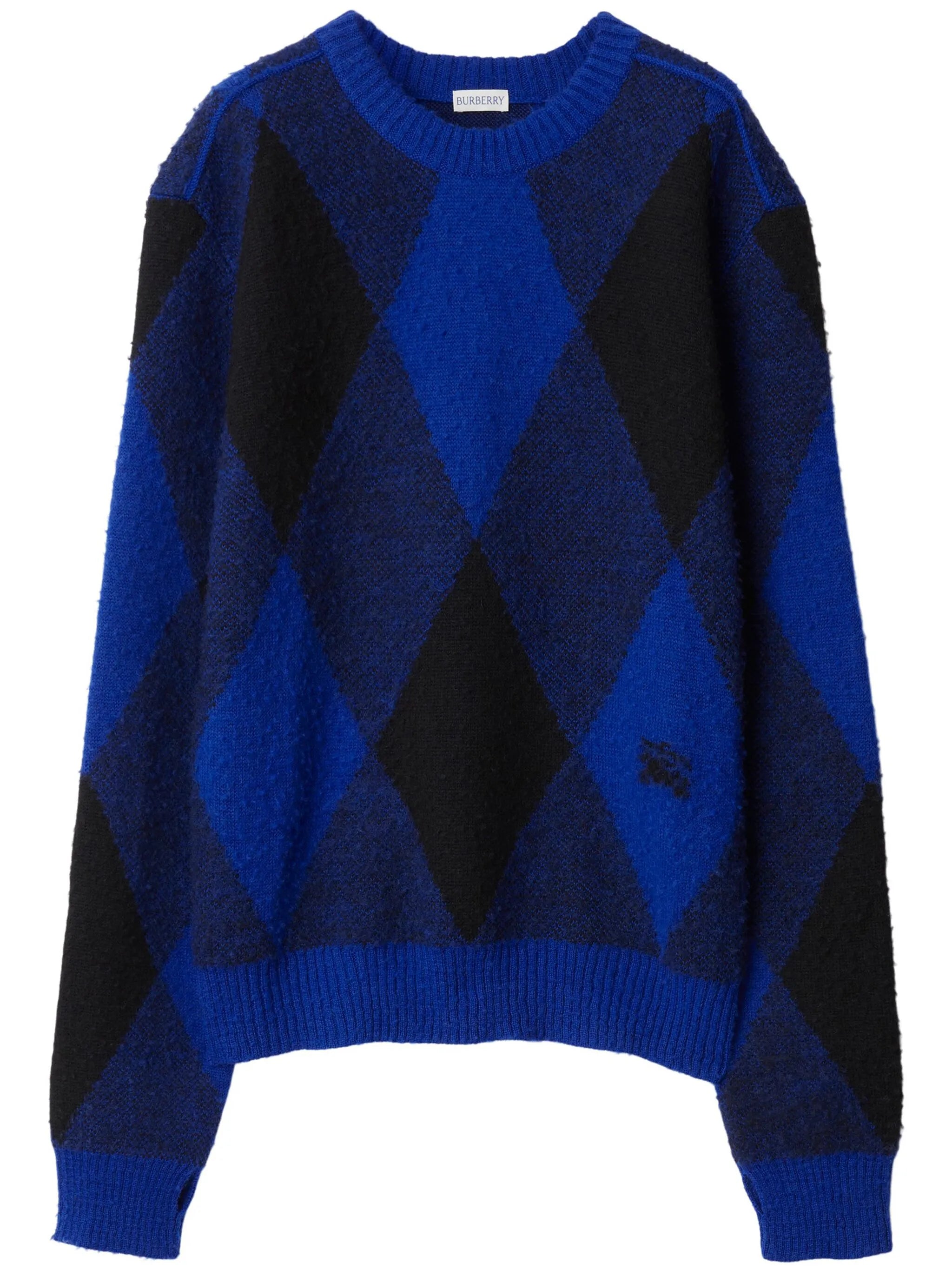 logo-intarsia argyle wool jumper