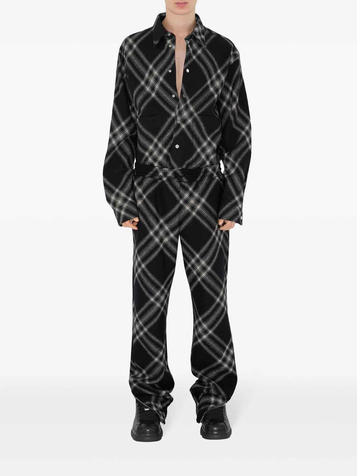 two-tone checkered wool shirt