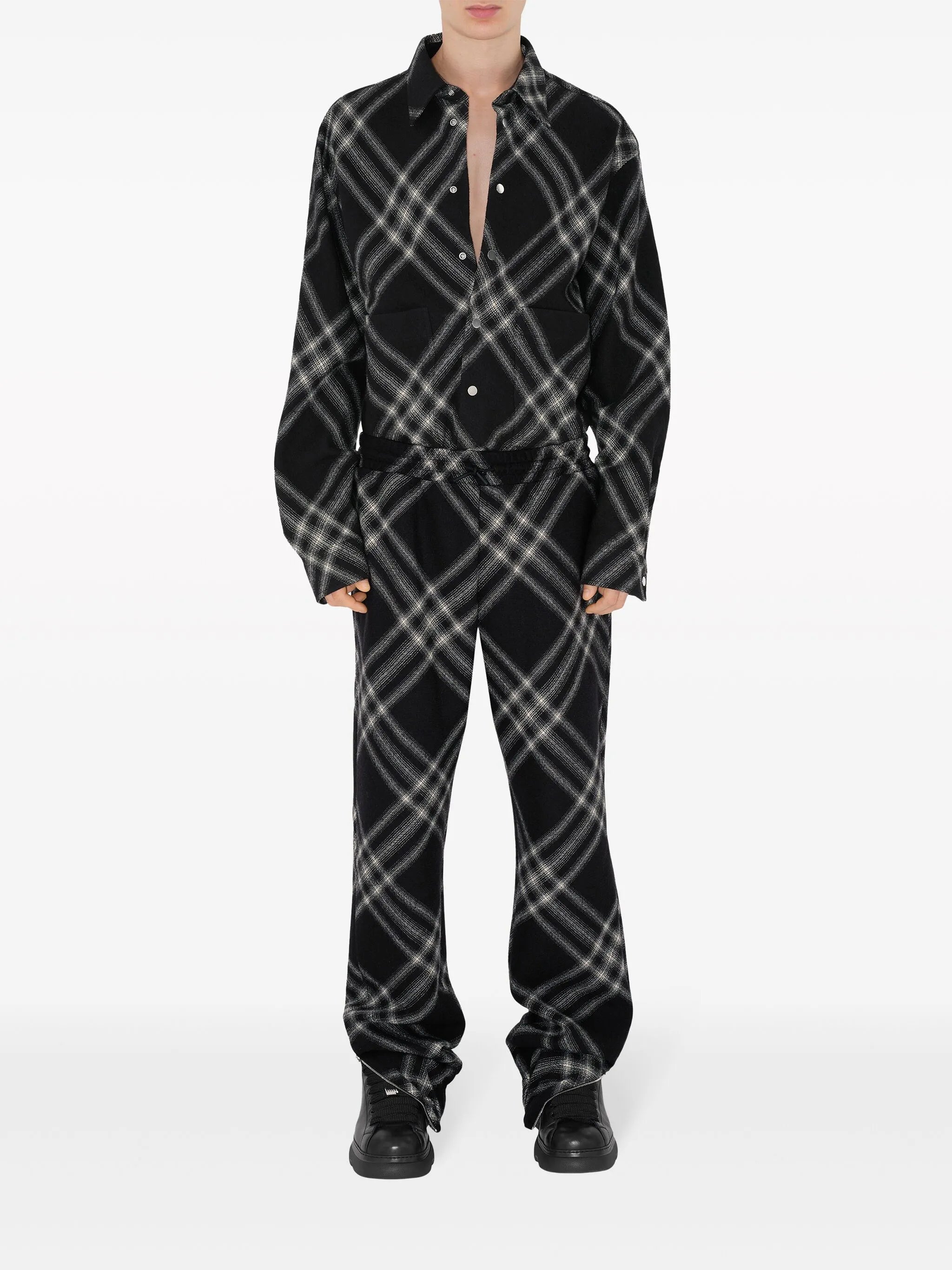 two-tone checkered wool shirt