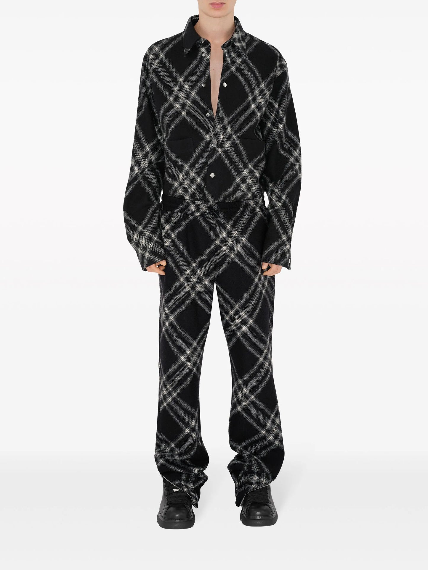 two-tone checkered wool shirt