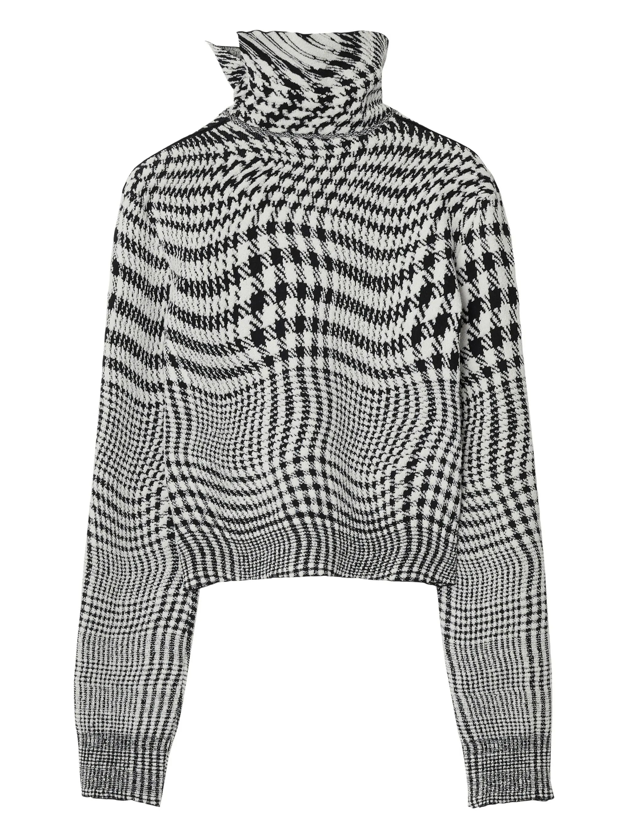 high-neck houndstooth jacquard jumper