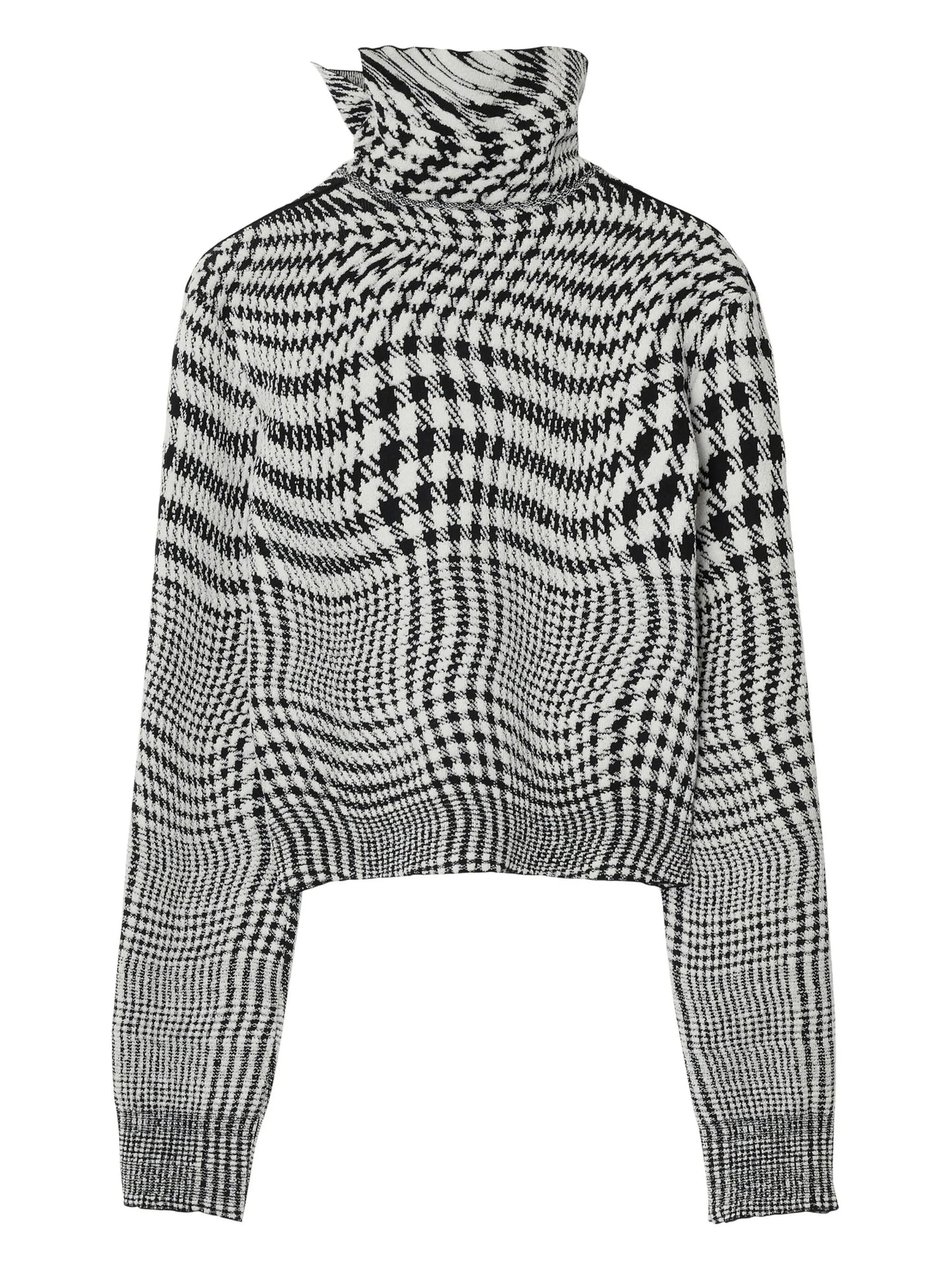 high-neck houndstooth jacquard jumper