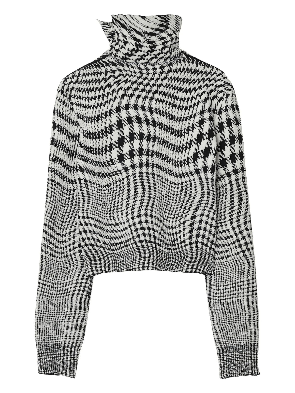 high-neck houndstooth jacquard jumper