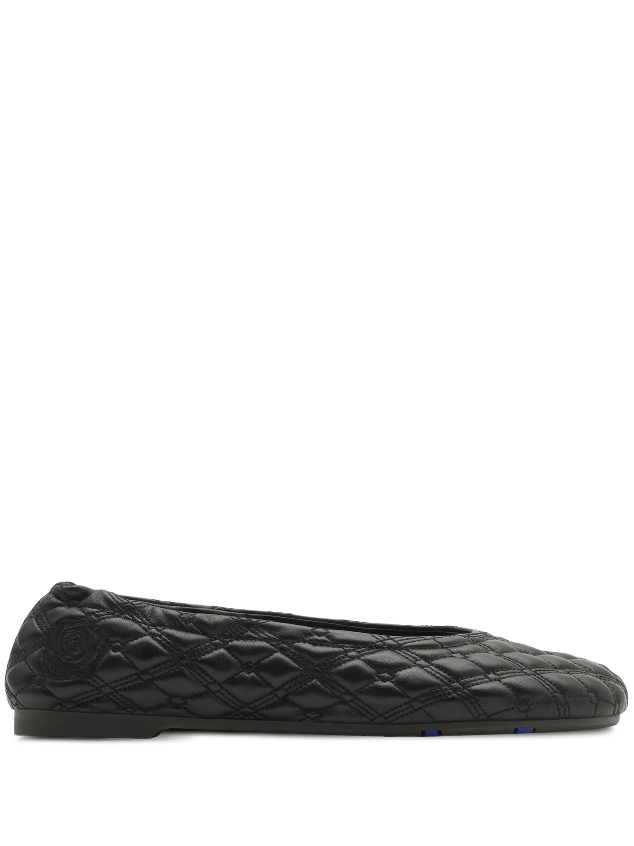 Equestrian Knight-embroidered leather ballerina shoes