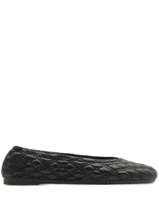 Equestrian Knight-embroidered leather ballerina shoes