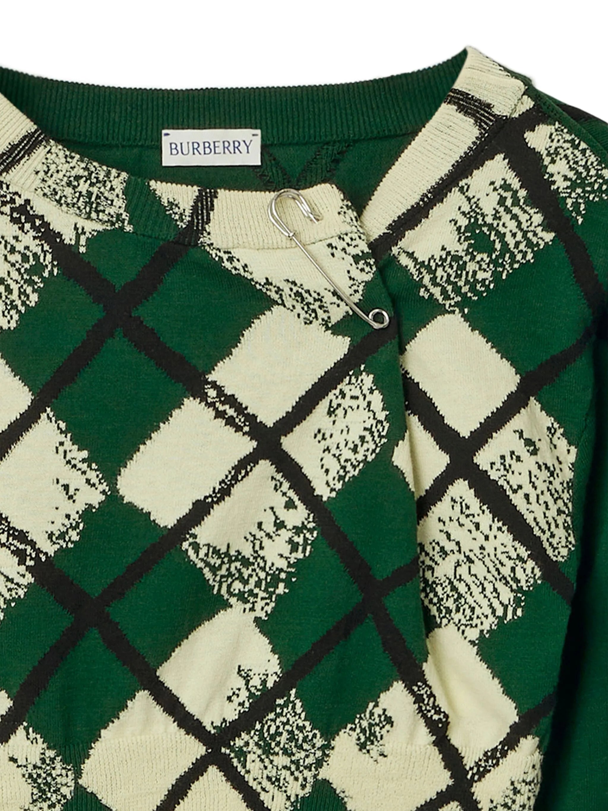 argyle fine-knit cropped jumper