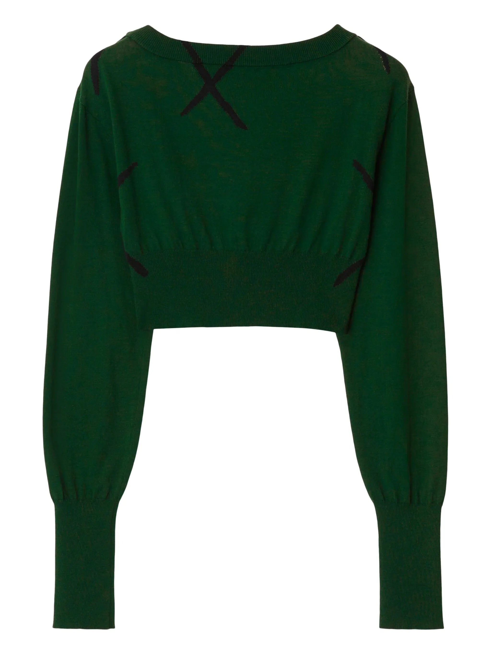 argyle fine-knit cropped jumper