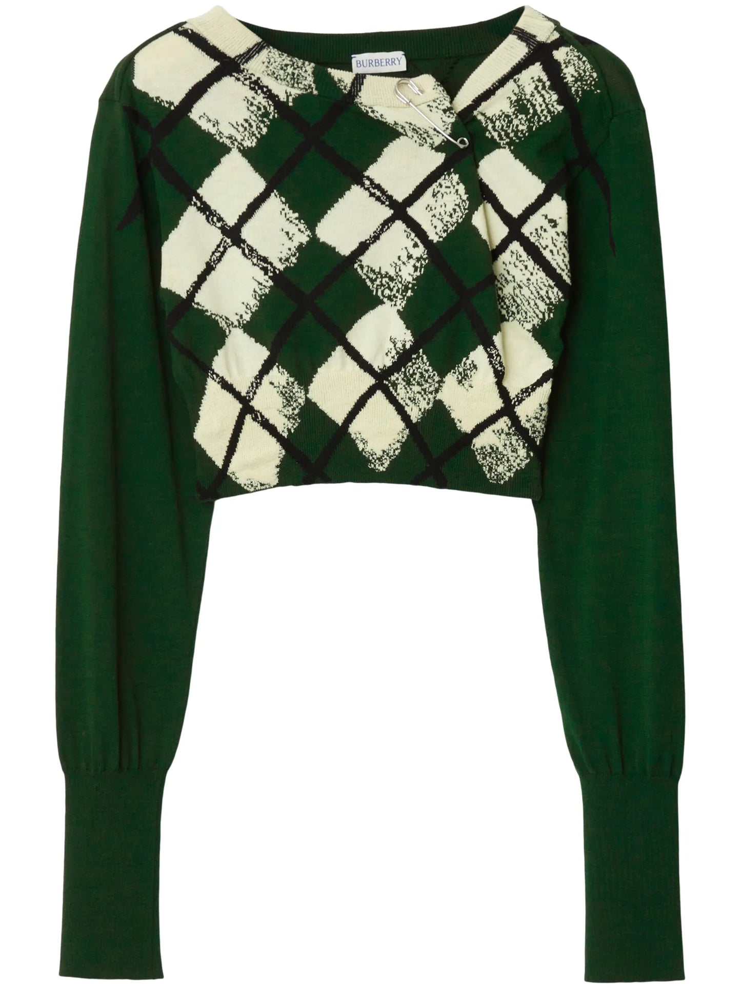 argyle fine-knit cropped jumper