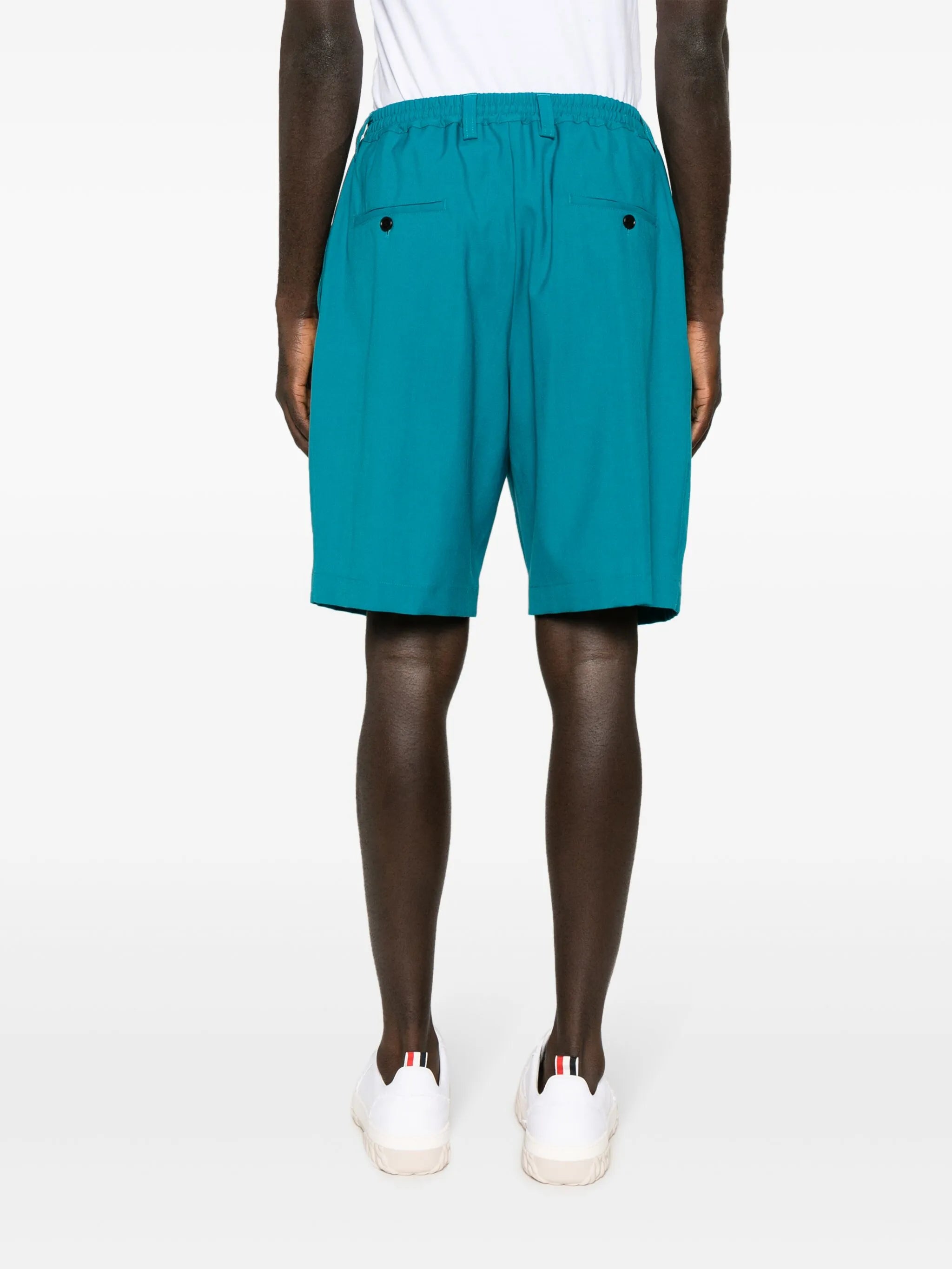 pleated virgin wool bermuda shorts