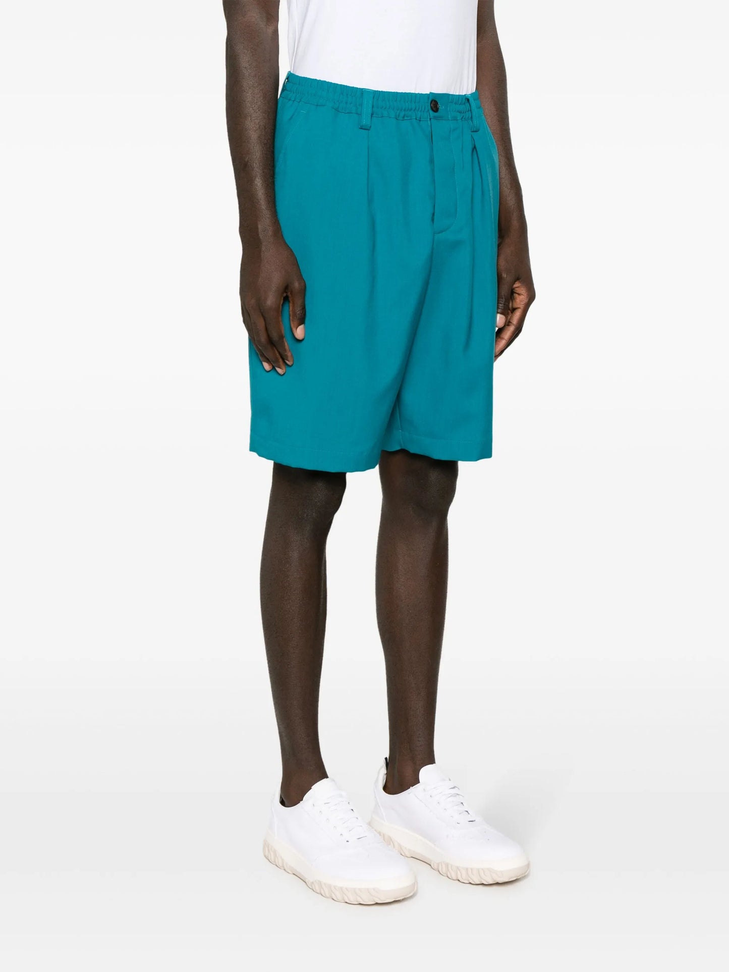 pleated virgin wool bermuda shorts