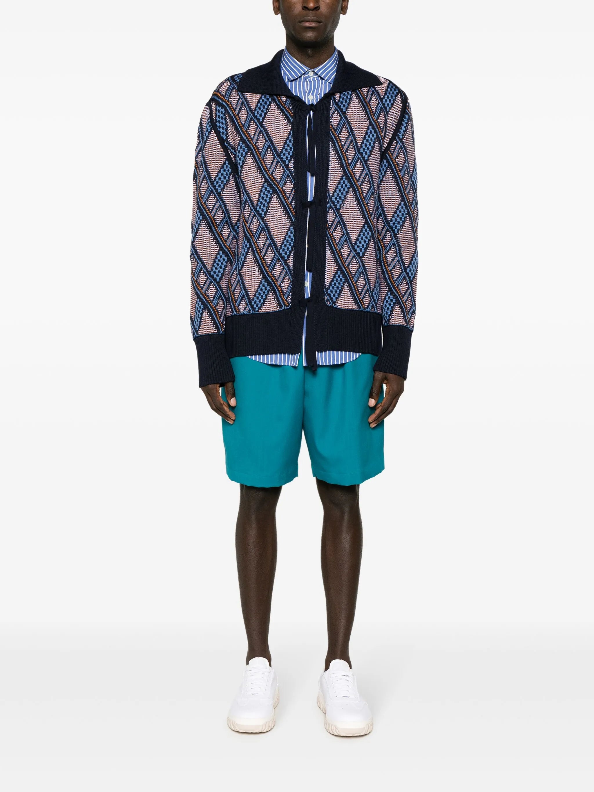 pleated virgin wool bermuda shorts