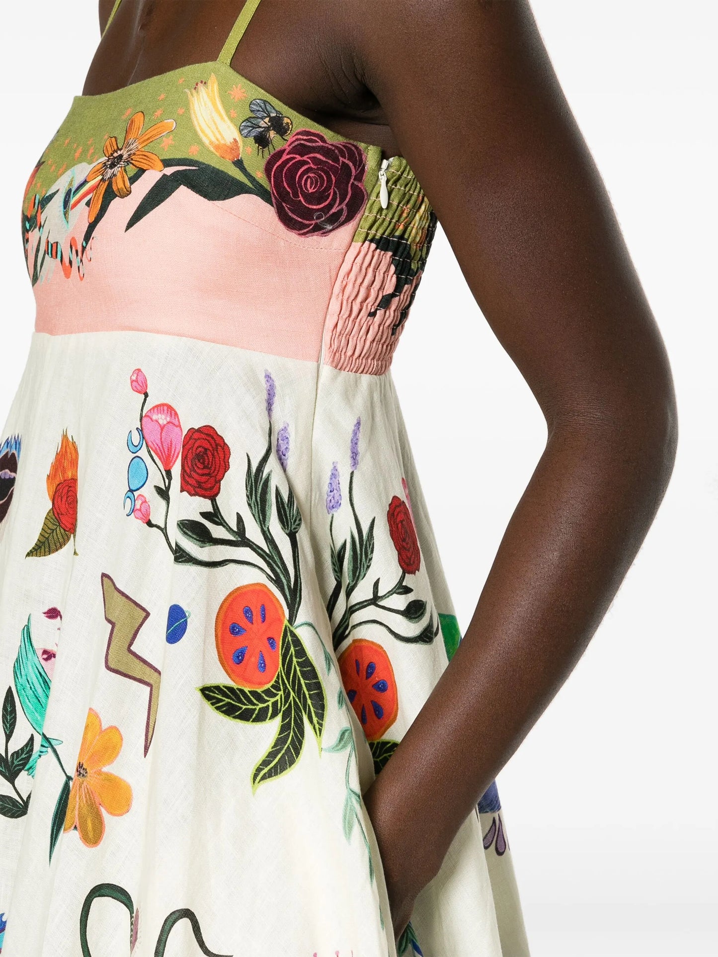 Evergreen printed linen dress
