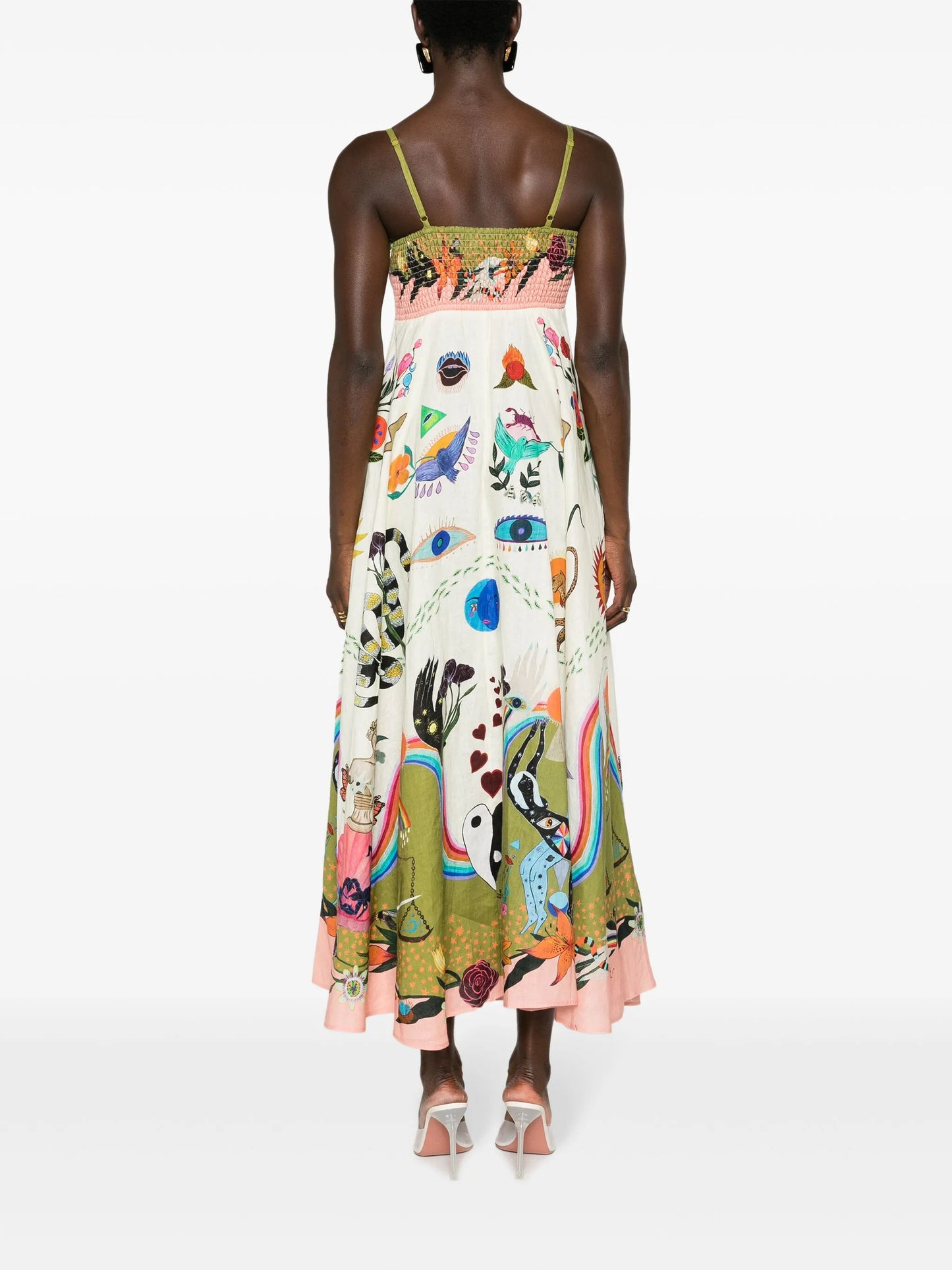 Evergreen printed linen dress