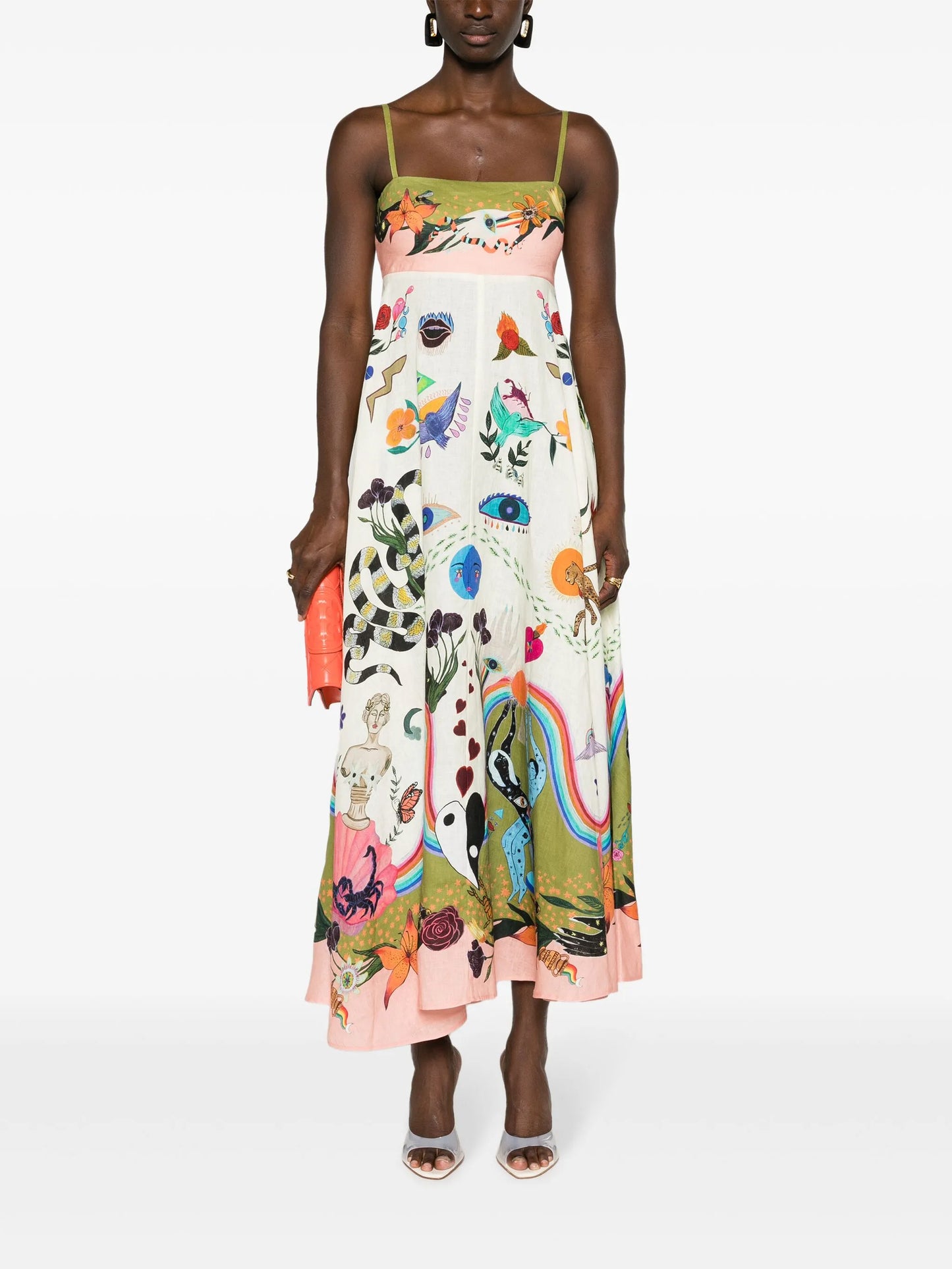 Evergreen printed linen dress