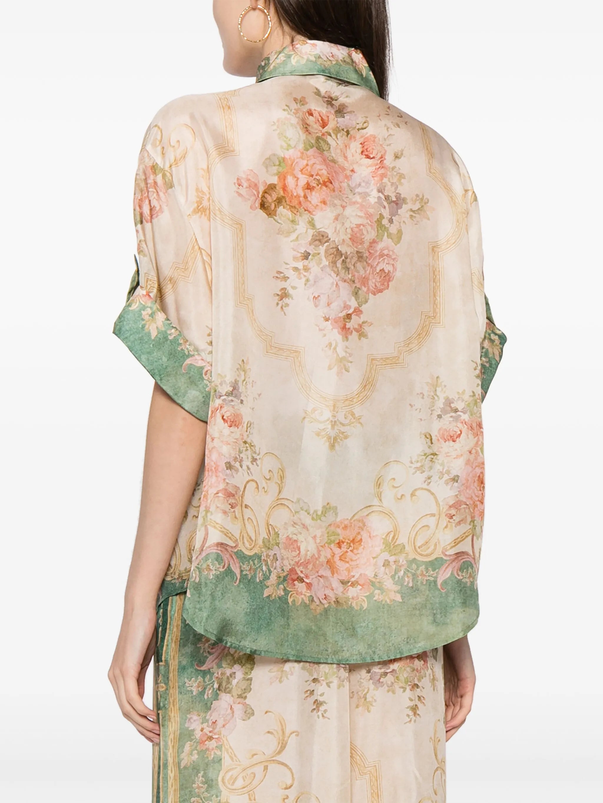 August floral-print silk shirt