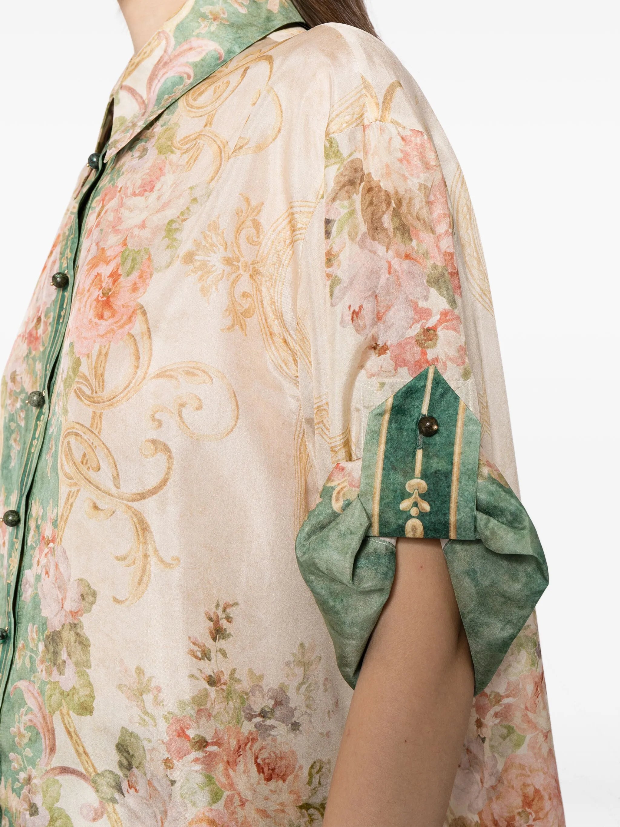August floral-print silk shirt