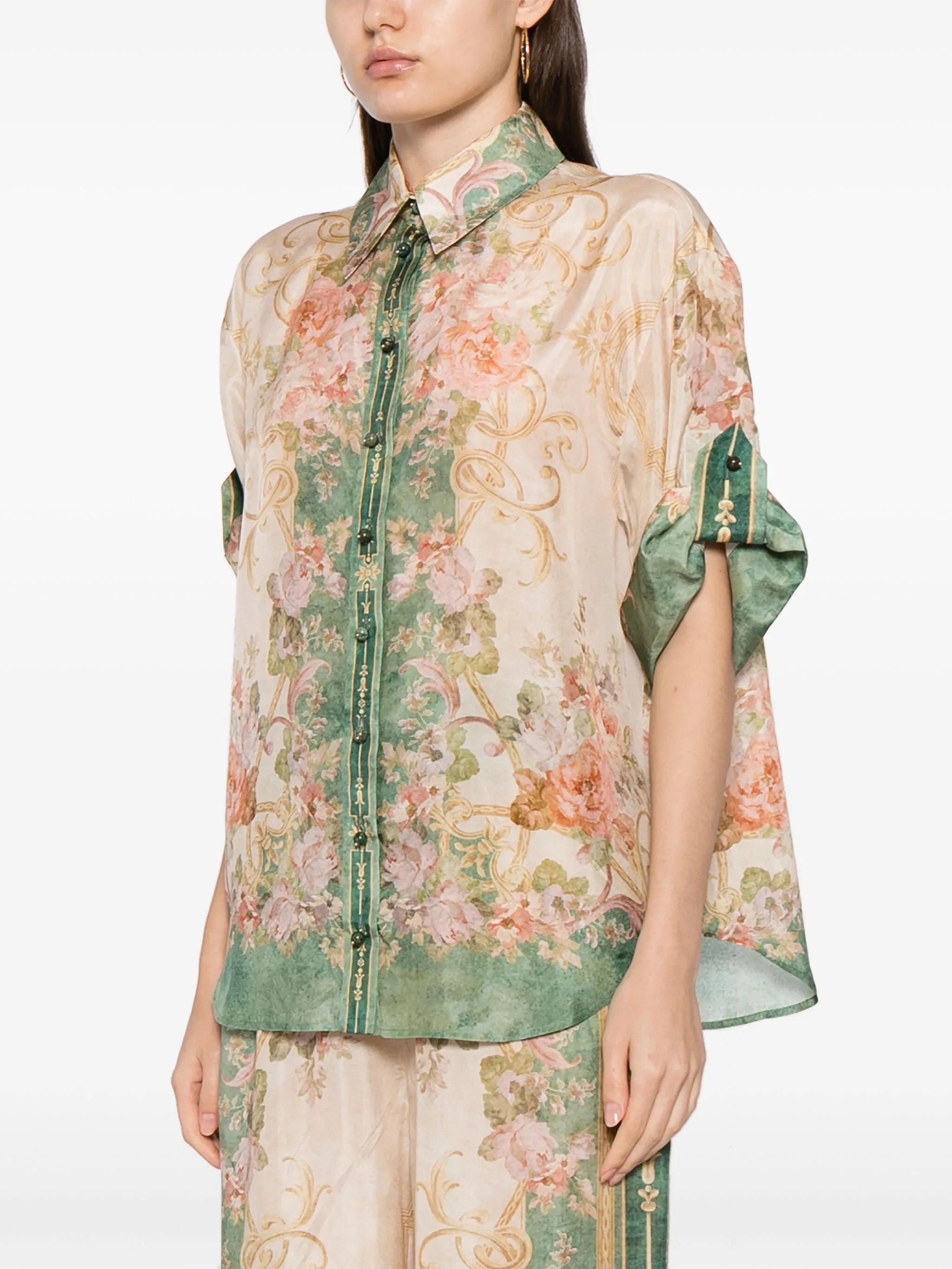 August floral-print silk shirt