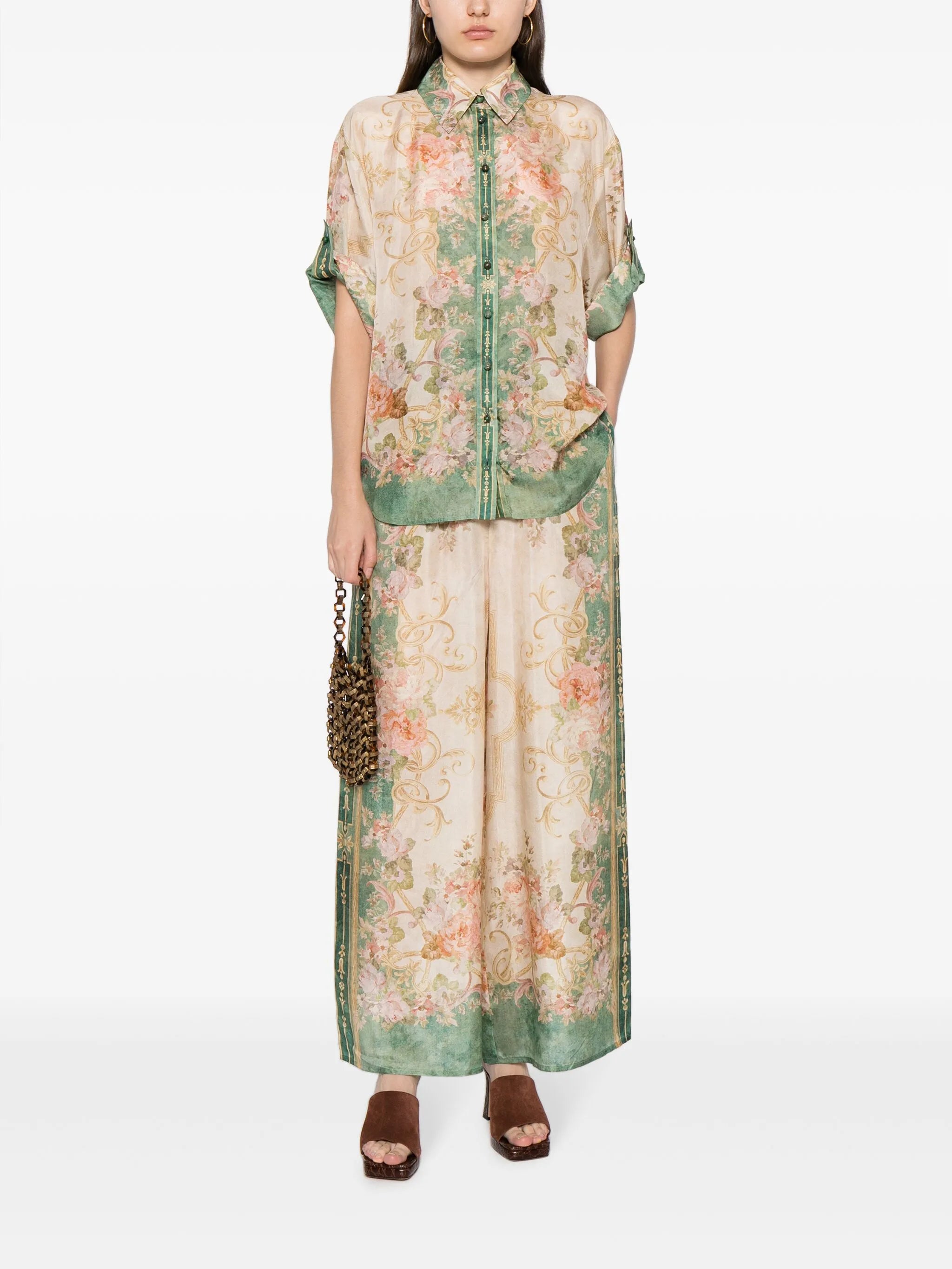 August floral-print silk shirt