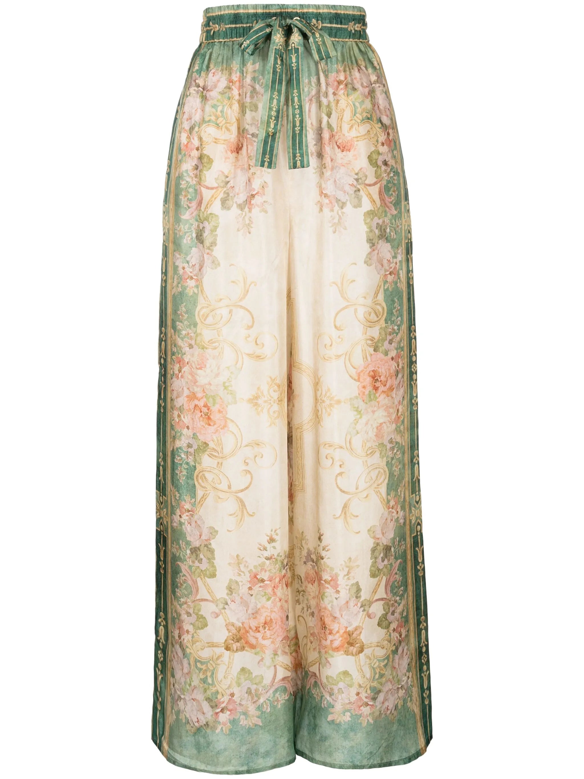 August drawstring silk wide-leg trousers