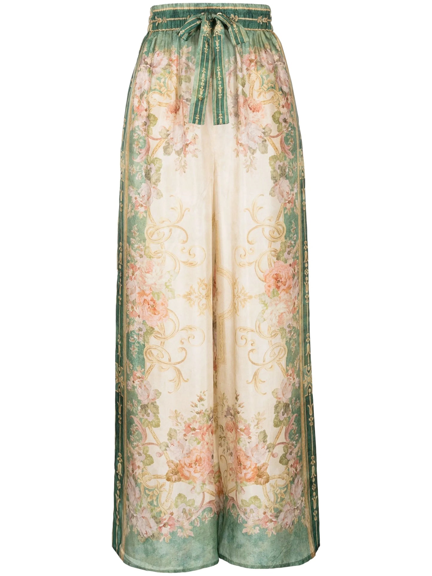 August drawstring silk wide-leg trousers