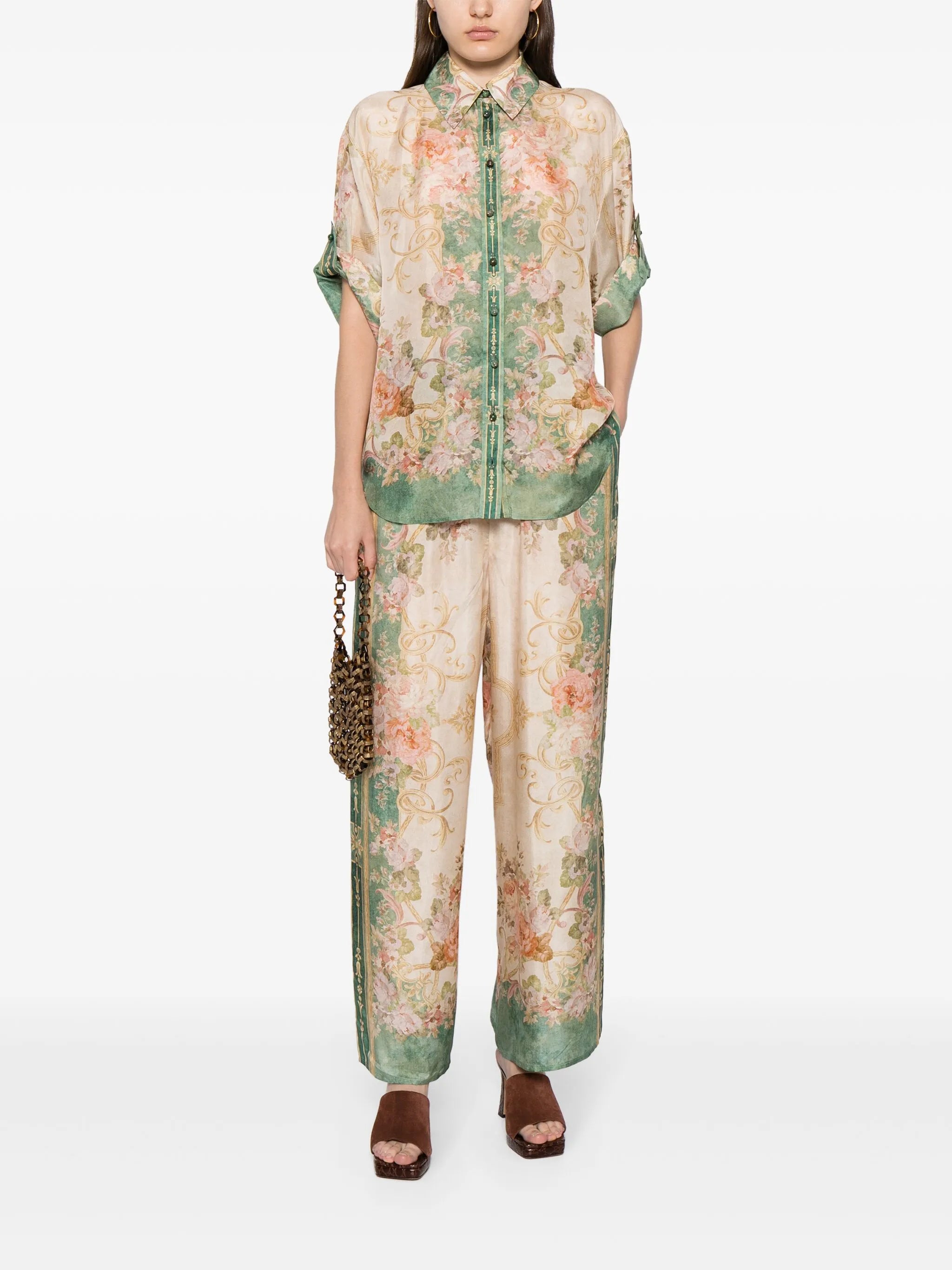 August drawstring silk wide-leg trousers